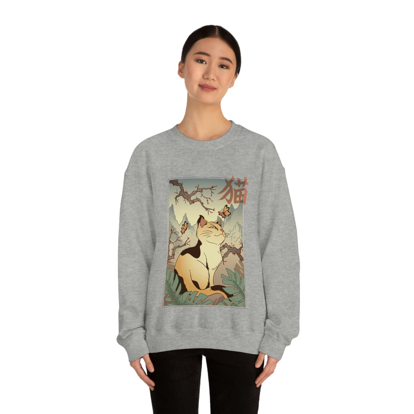 Indie Japanese Art Retro, Japanese Aesthetic Cat Sweatshirt