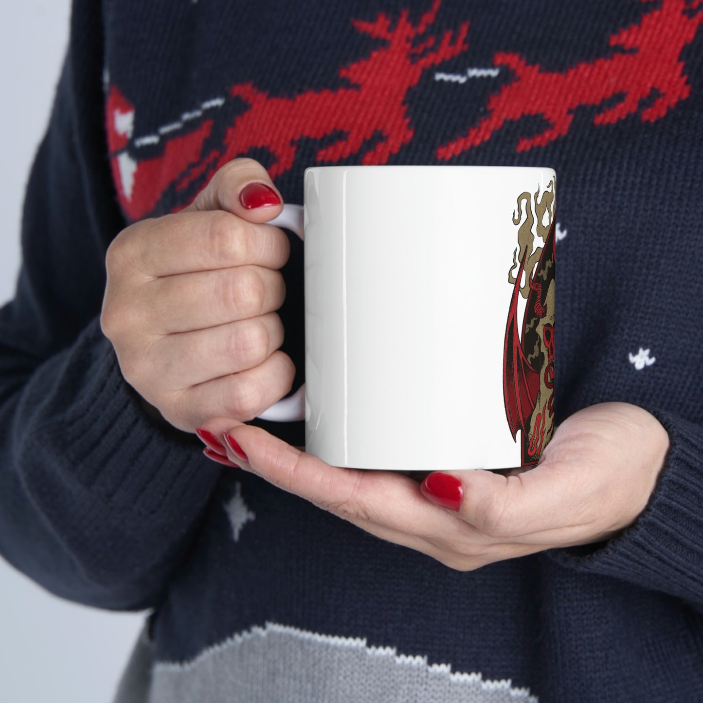 Demon Skull Grunge White Ceramic Mug
