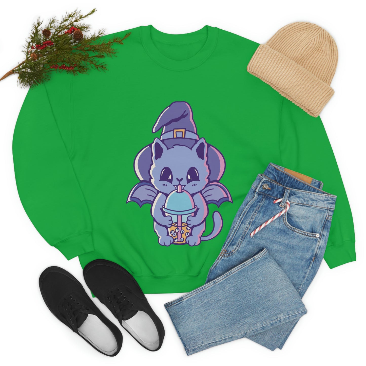 Pastel Goth Cat Witch, Goth Aesthetic Sweatshirt