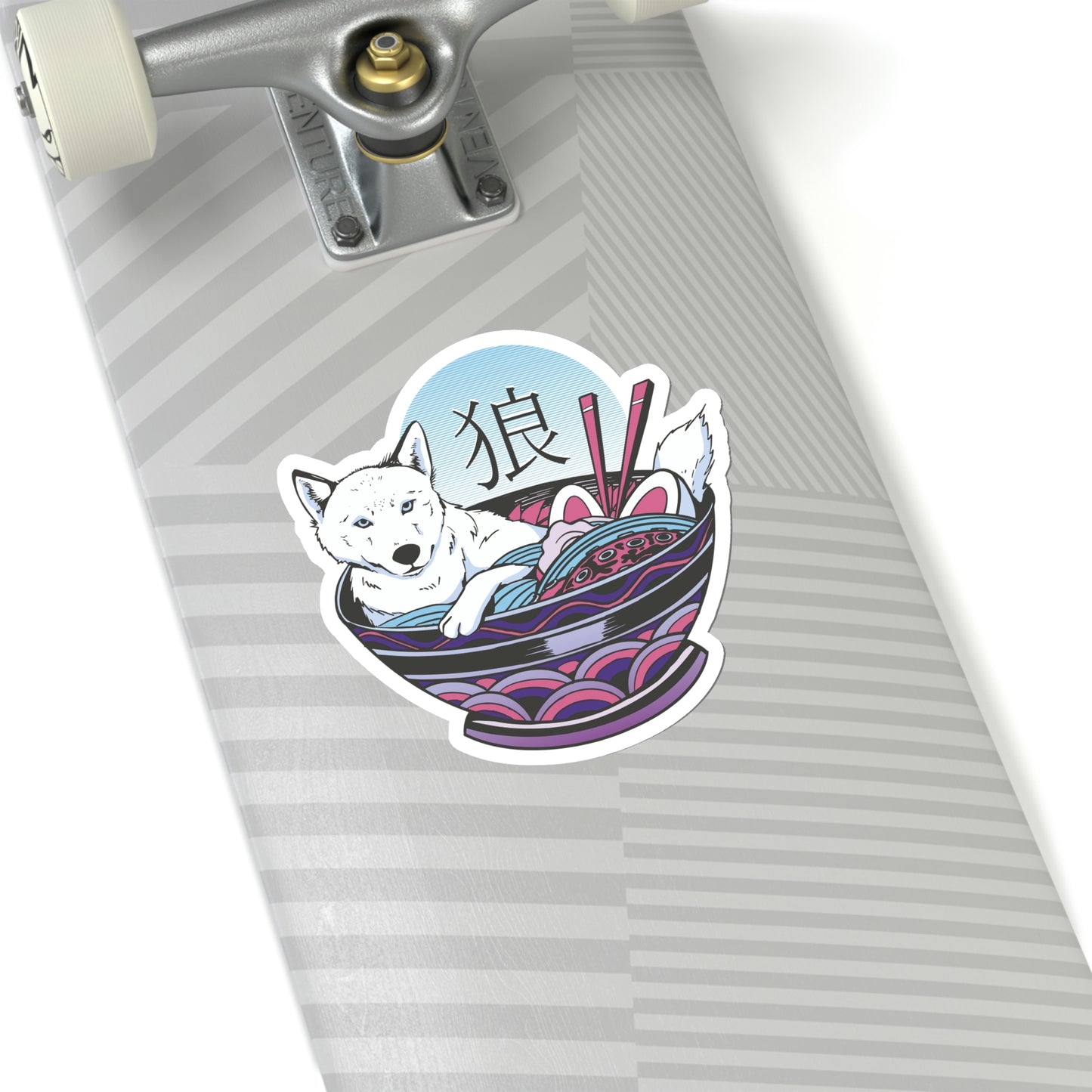 Retrowave Wolf In Ramen, Vaporwave Sticker