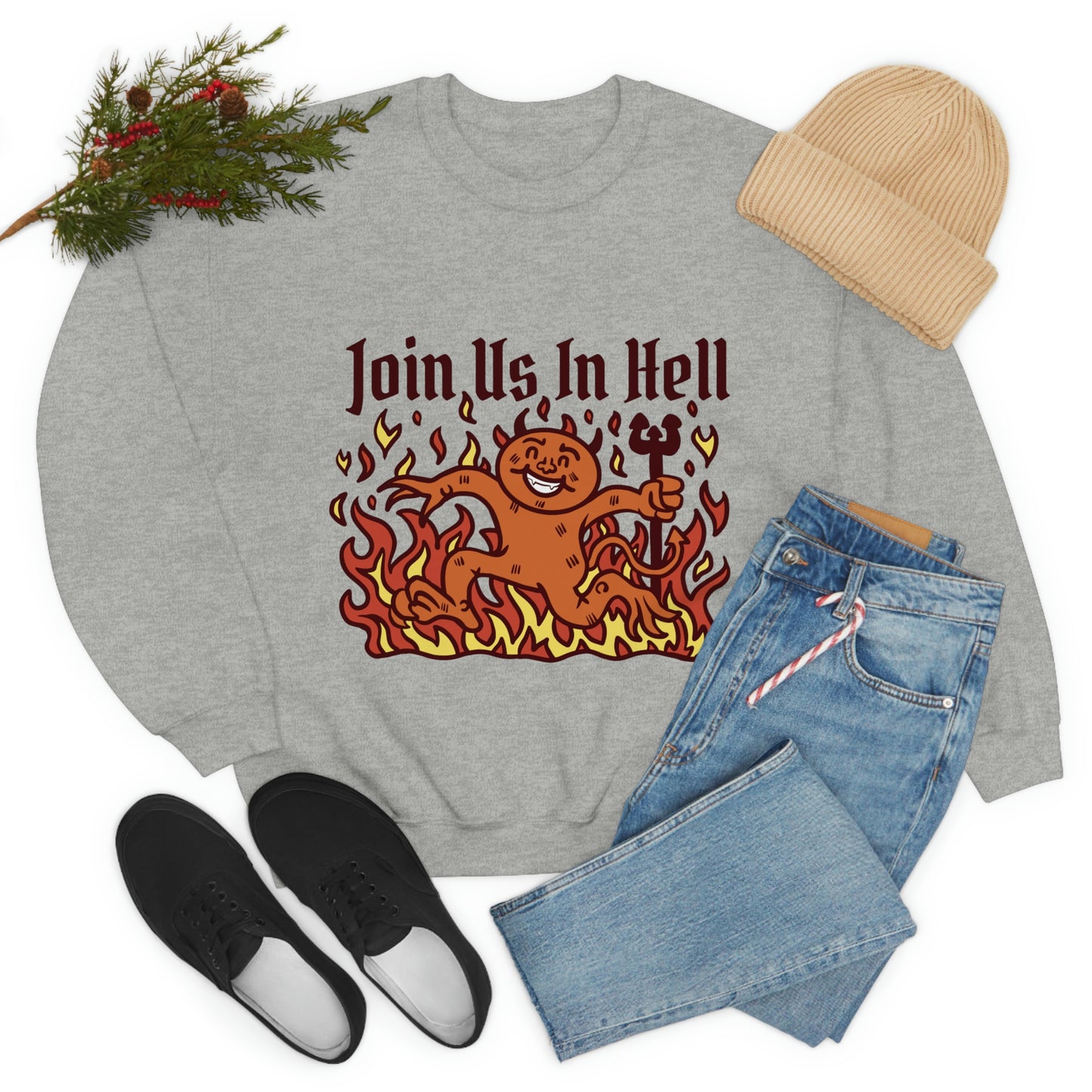 Join Us In Hell Cute Demon, Goth Aesthetic Sweatshirt