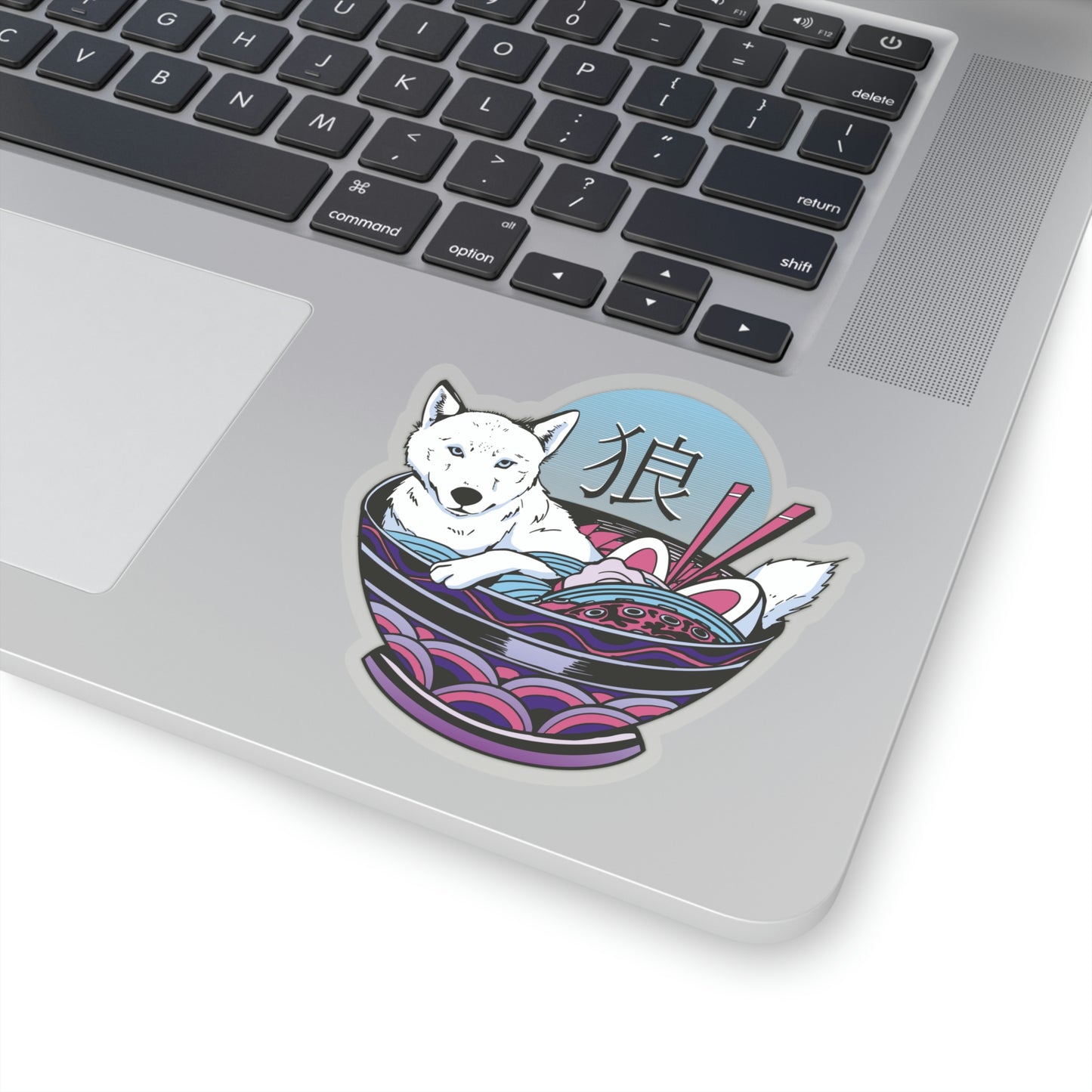 Retrowave Wolf In Ramen, Vaporwave Sticker