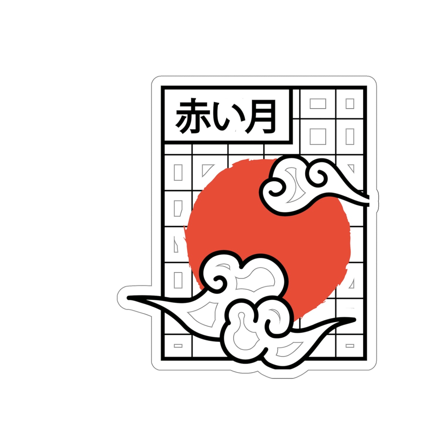 Japanese Aesthetic Redmoon Sticker