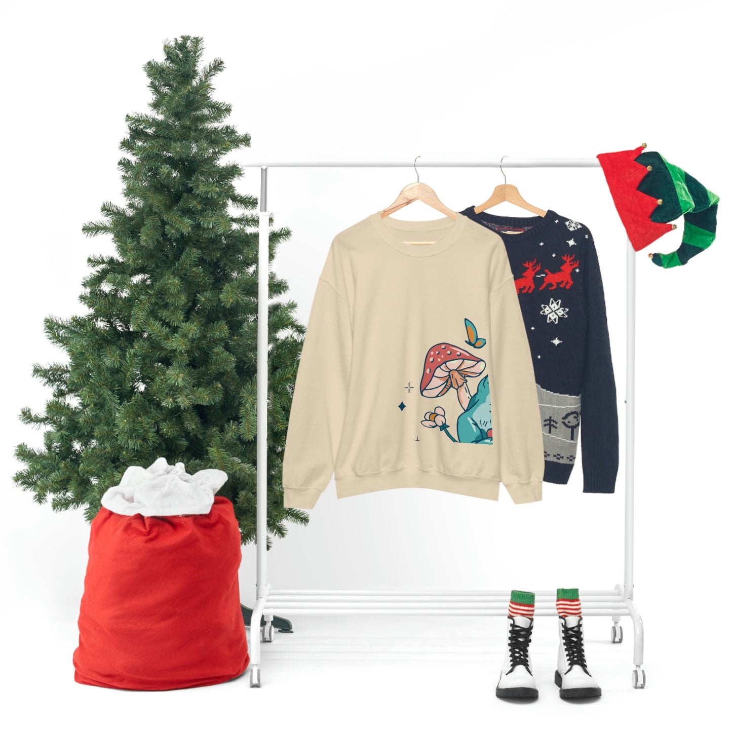 Cottagecore Aesthetic Mushrooms and Frog Sweatshirt