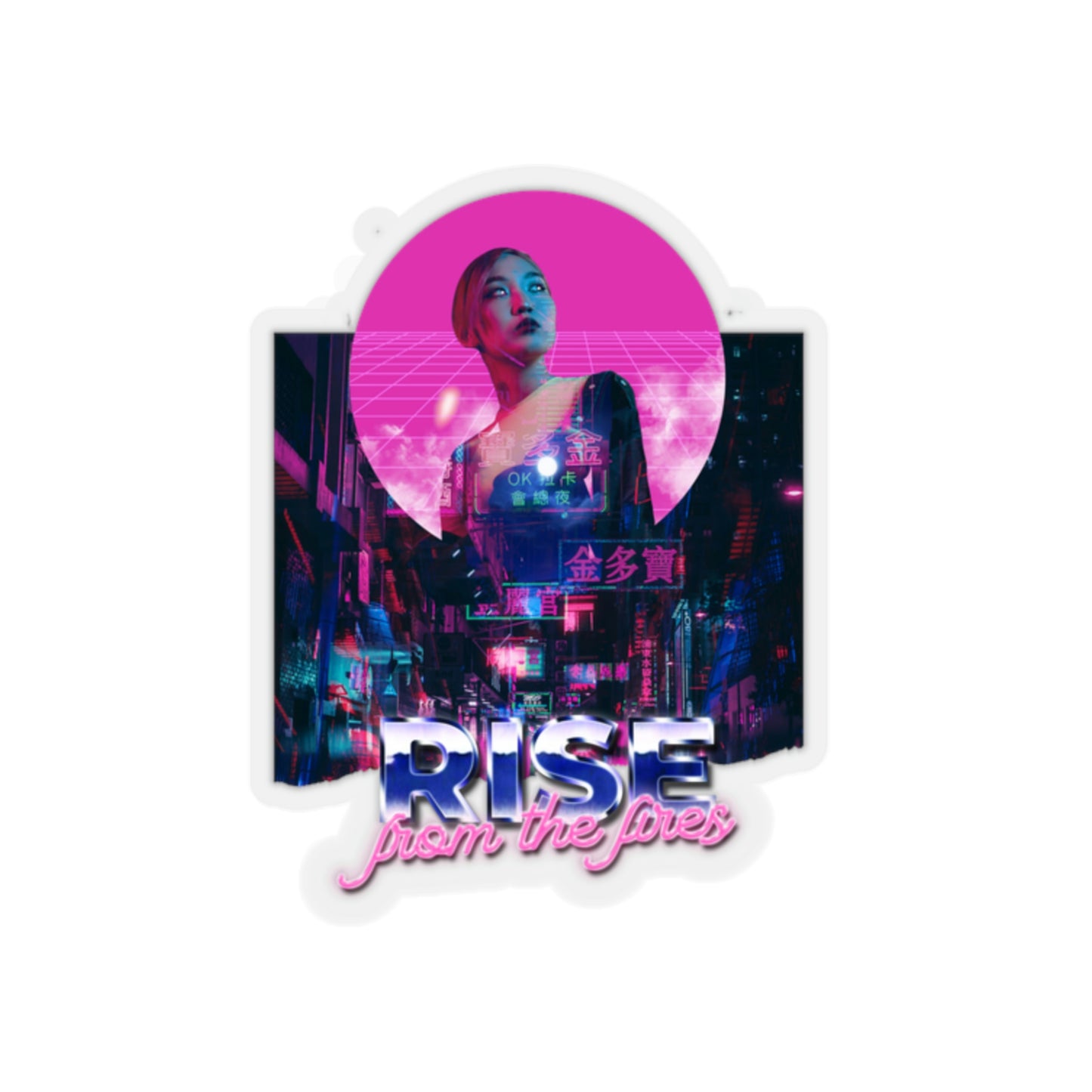 Japanese Aesthetic Girl 80's runner Sticker