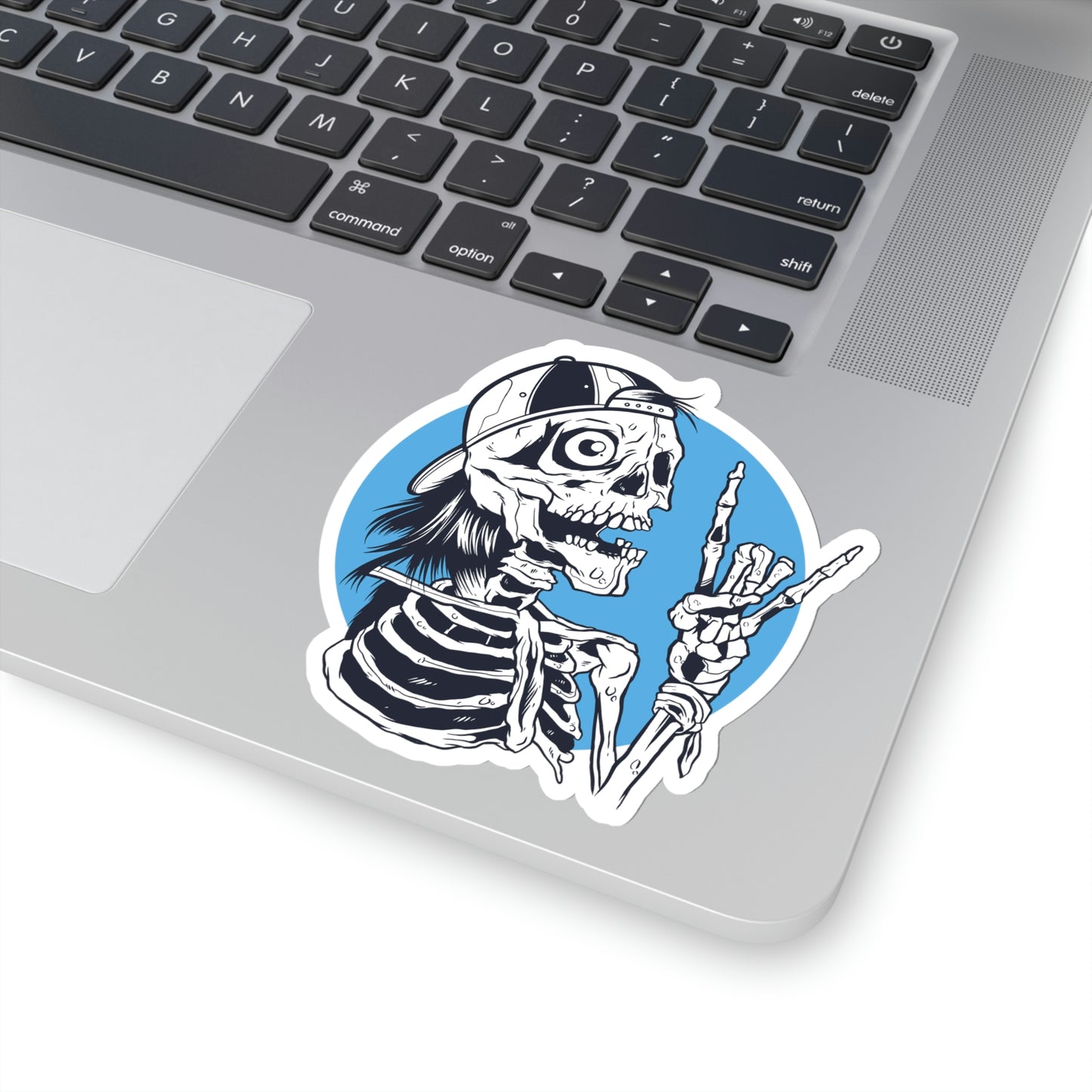 Skeleton Rock Sign Skater Sticker