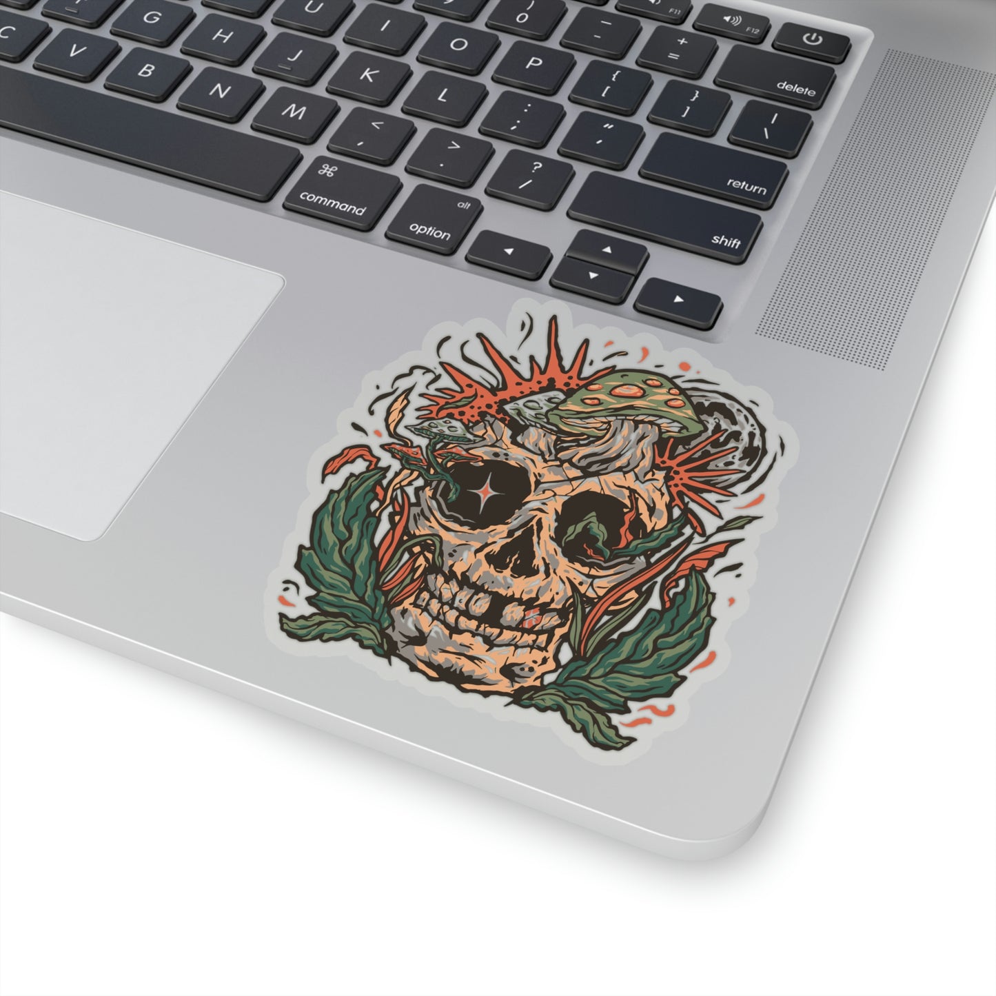 Cottagecore Skull and Mushrooms Floral Sticker