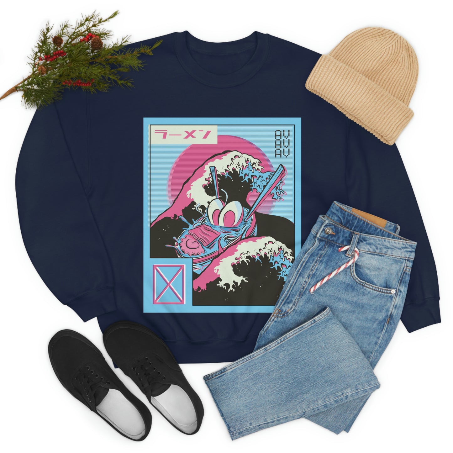 Japanese Aesthetic Ramen Wave Retrowave Sweatshirt