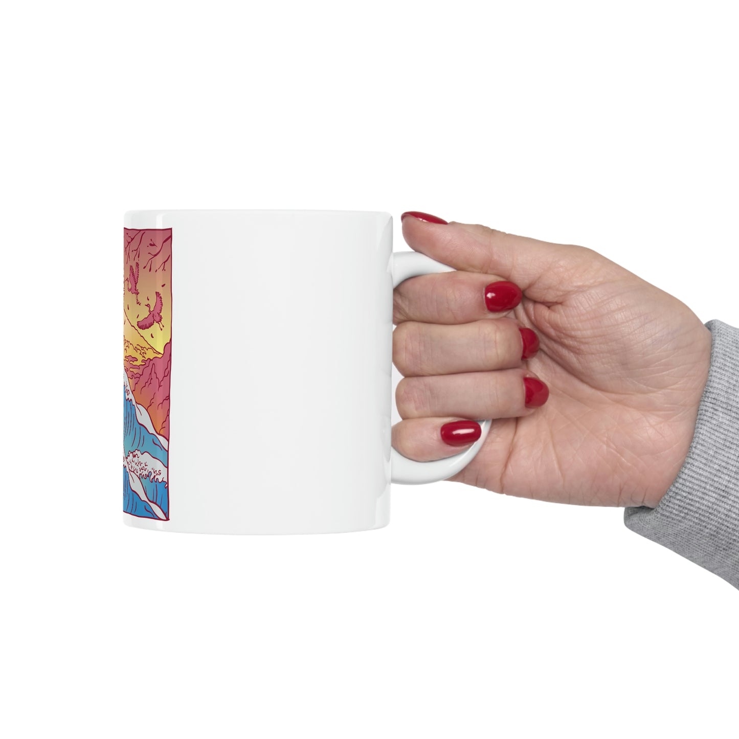 Kawaii Aesthetic Japanese Retro Vaporwave Art White Ceramic Mug 11oz