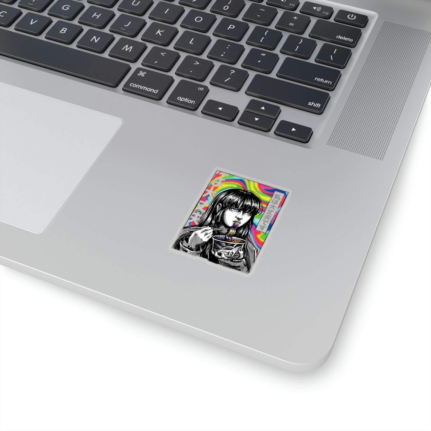 Japan Comic Psychedelic Girl Eating Ramen Sticker