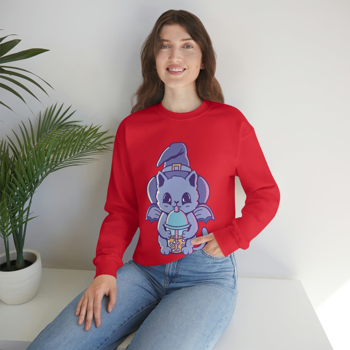 Pastel Goth Cat Witch, Goth Aesthetic Sweatshirt