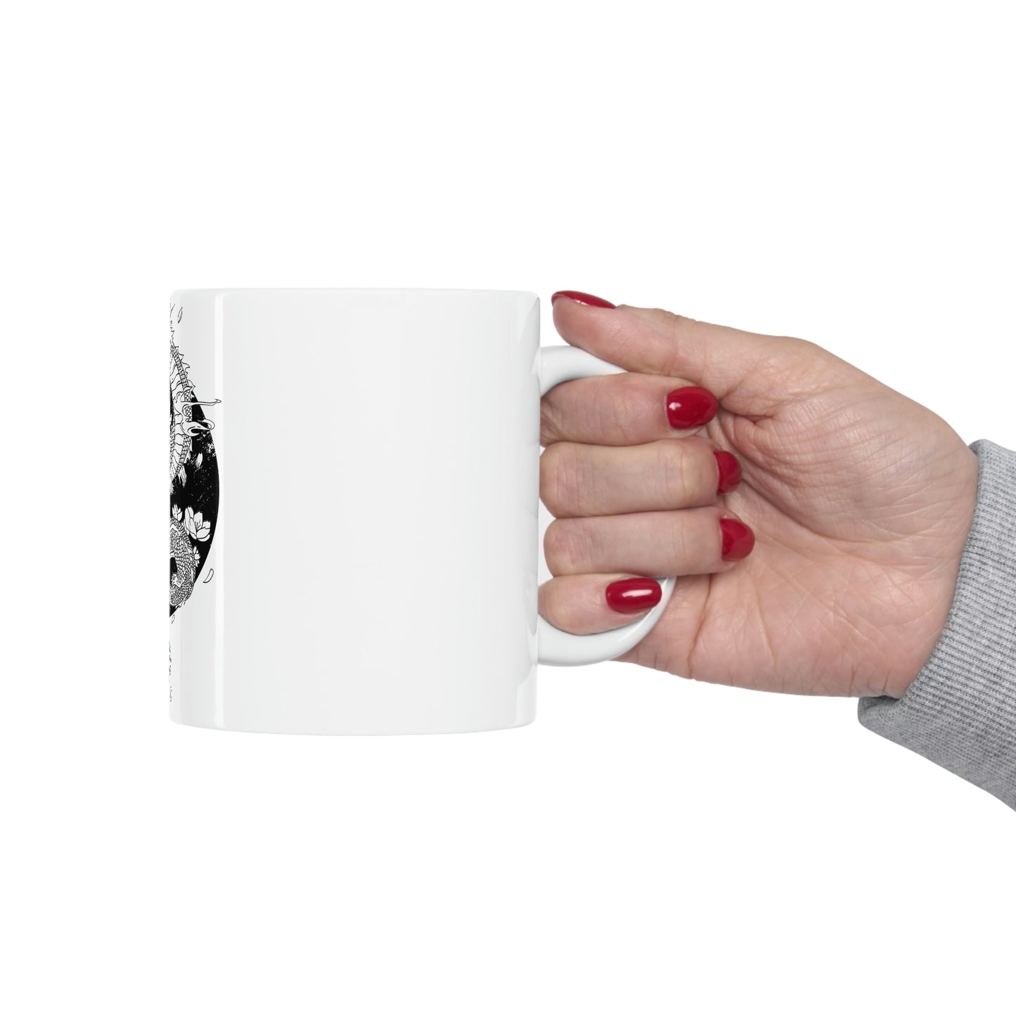 Indie Japanese Art, Japan Streeetwear Retro, Japanese Aesthetic Dragon Tattoo White Ceramic Mug 11oz