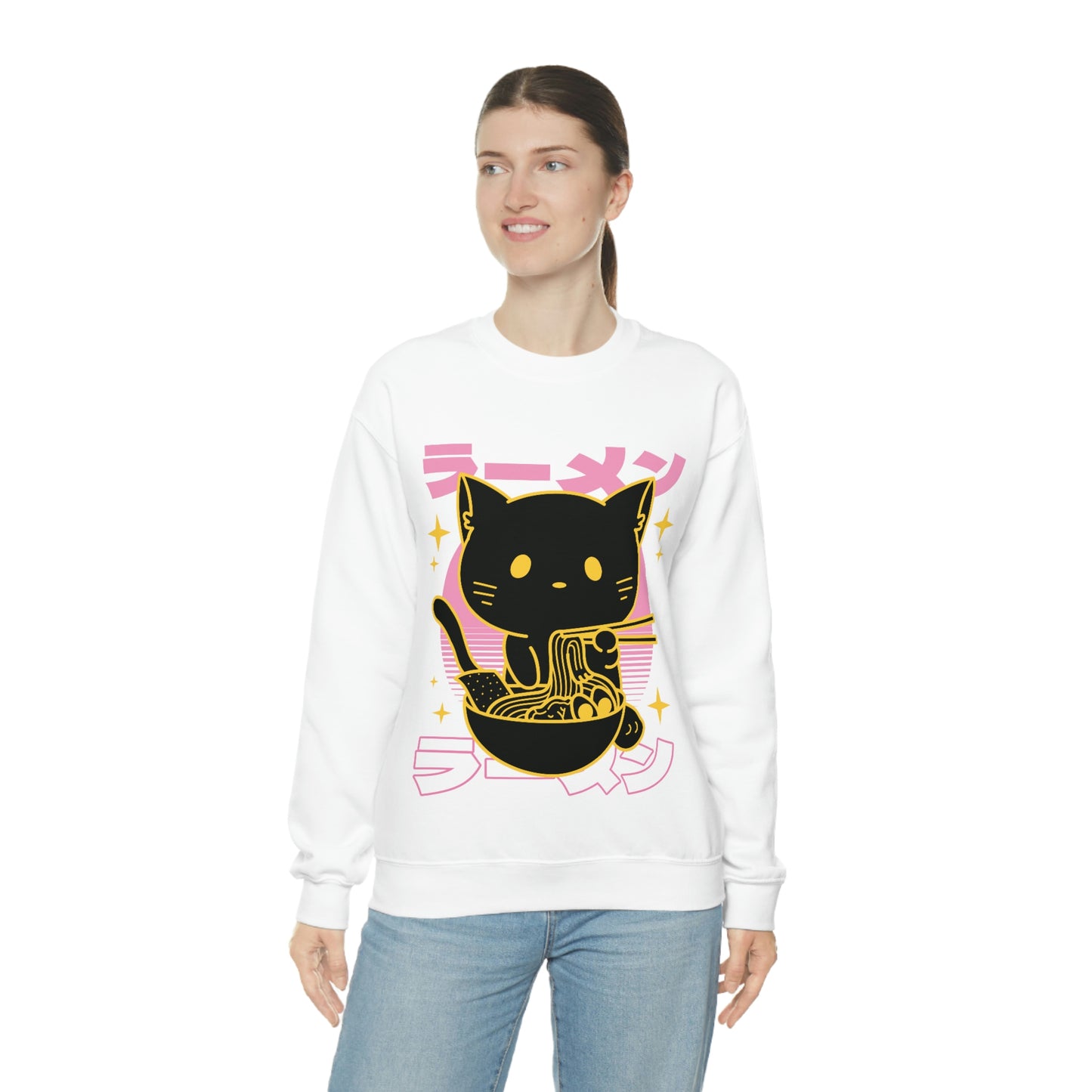 Kawaii Sweatshirt, Kawaii Clothing, Kawaii Clothes, Yami Kawaii Aesthetic, Pastel Kawaii Sweatshirt Cat Ramen Sweater Sweatshirt