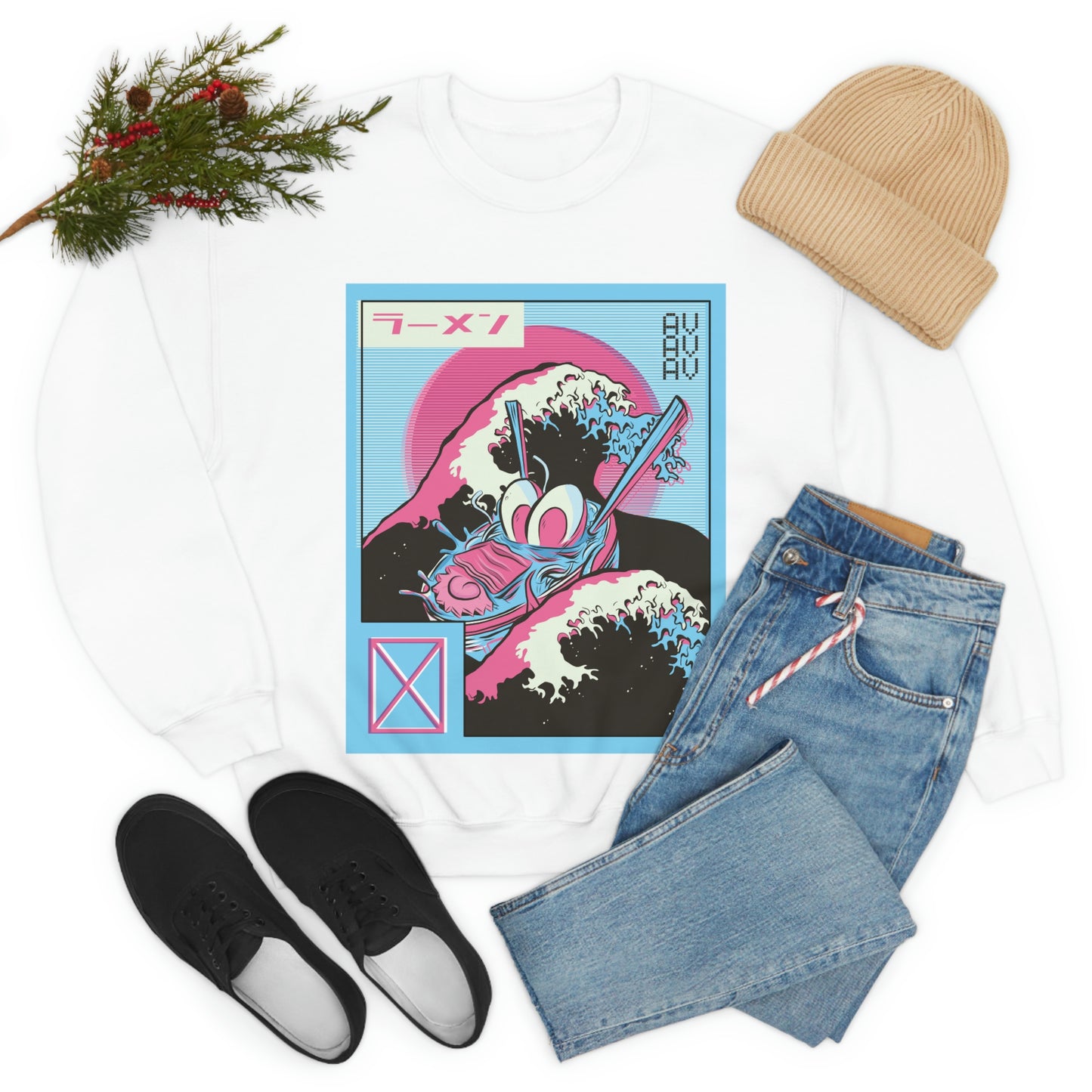 Japanese Aesthetic Ramen Wave Retrowave Sweatshirt