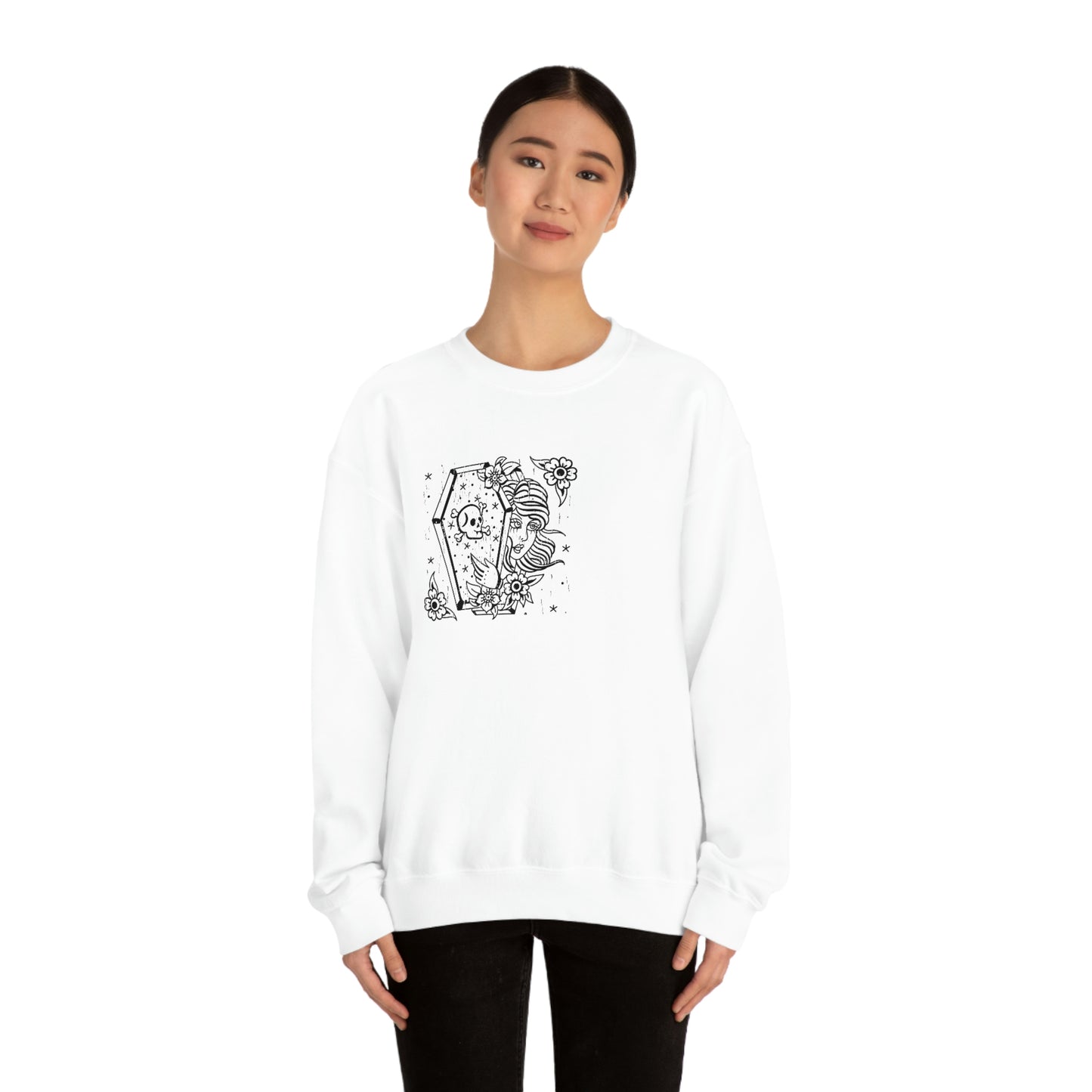 Women Skull Coffinn Line Art Sweatshirt