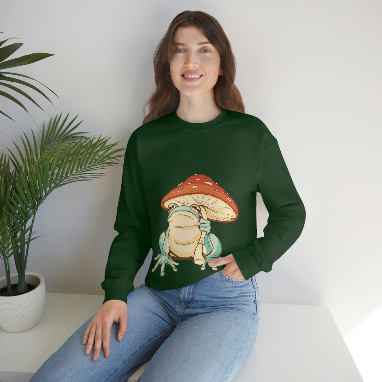 Cottagecore Aesthetic Mushrooms and Frog Sweatshirt