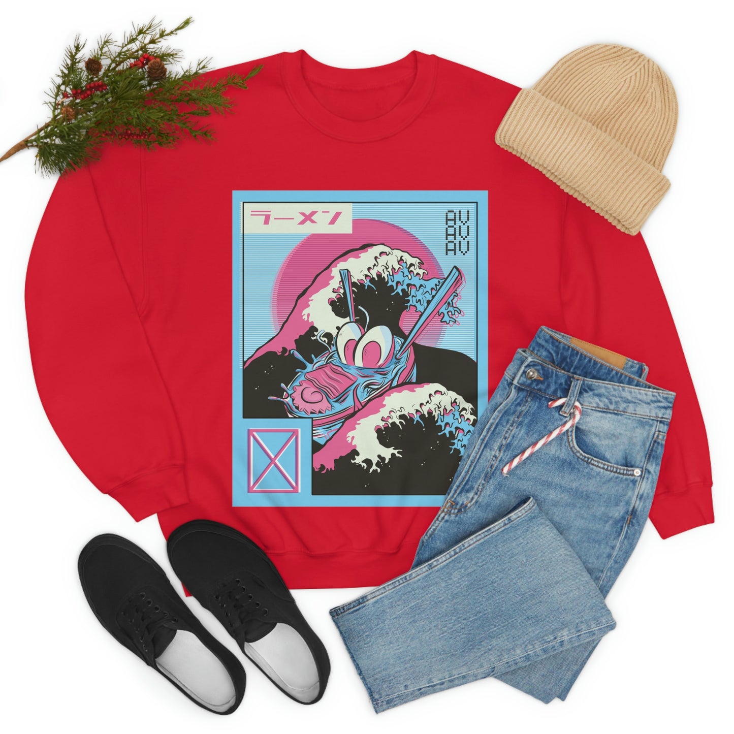 Japanese Aesthetic Ramen Wave Retrowave Sweatshirt