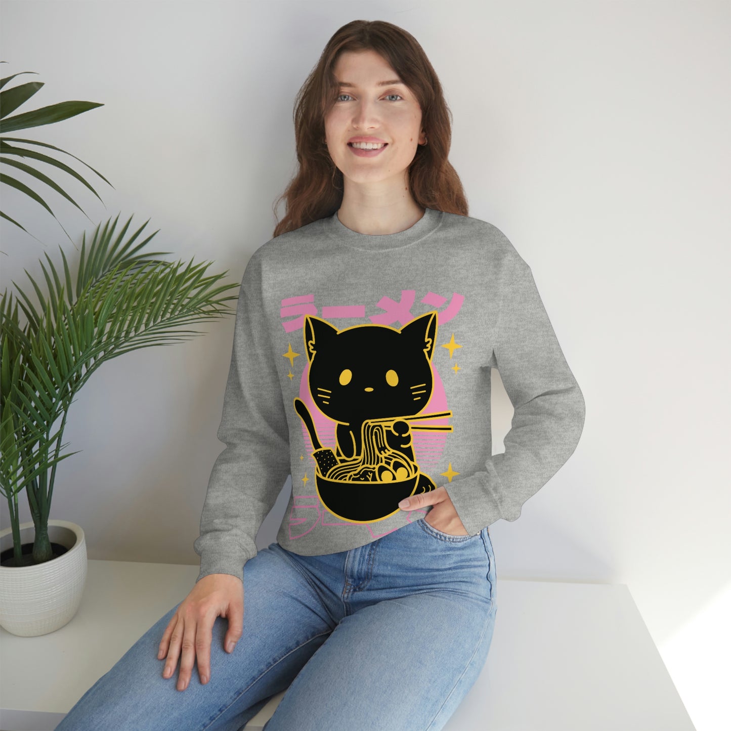 Kawaii Sweatshirt, Kawaii Clothing, Kawaii Clothes, Yami Kawaii Aesthetic, Pastel Kawaii Sweatshirt Cat Ramen Sweater Sweatshirt