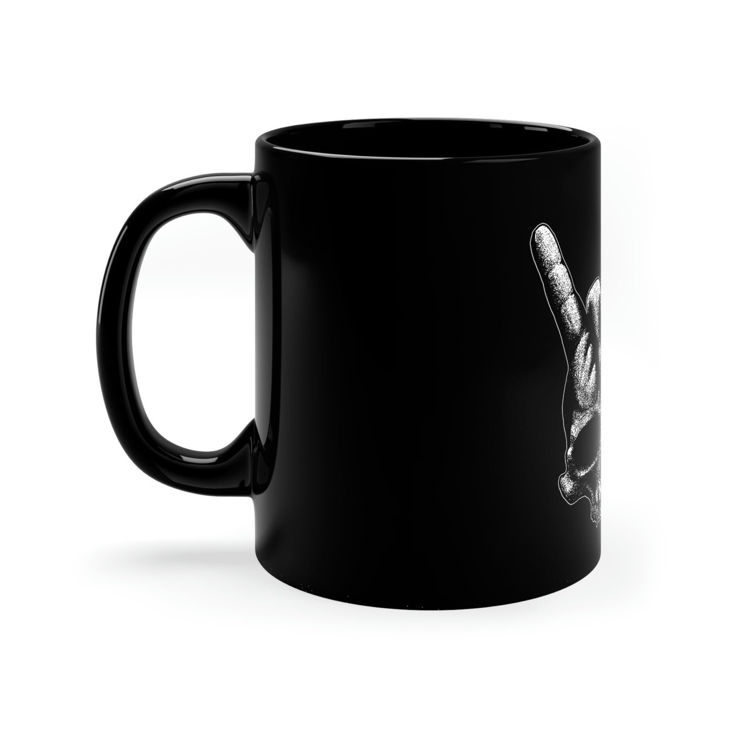Heavy Metal Skull Rock Sign 11oz Black Mug