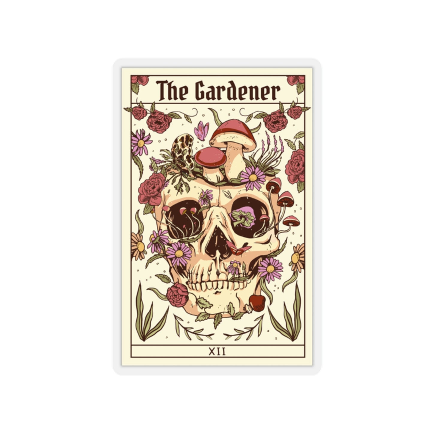 Tarot Card The Gardener Skull Sticker