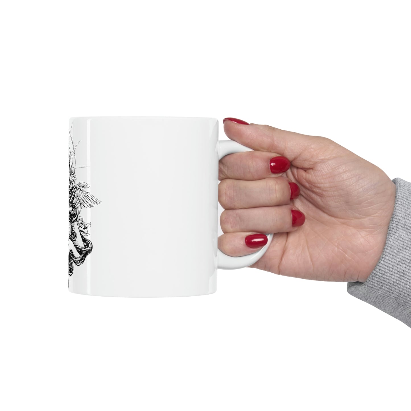 Dark Aesthetic Crying Women White Ceramic Mug