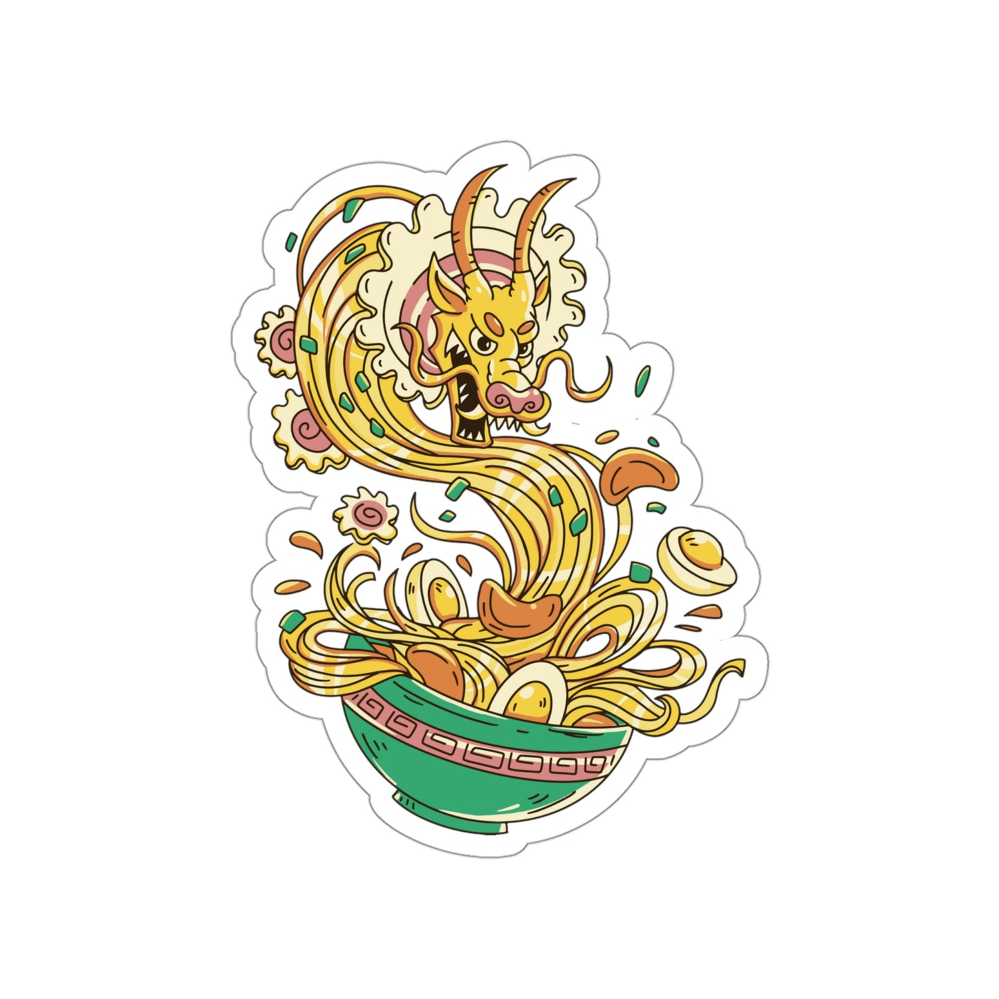 Japanese Aesthetic Dragon Ramen Illustration Sticker