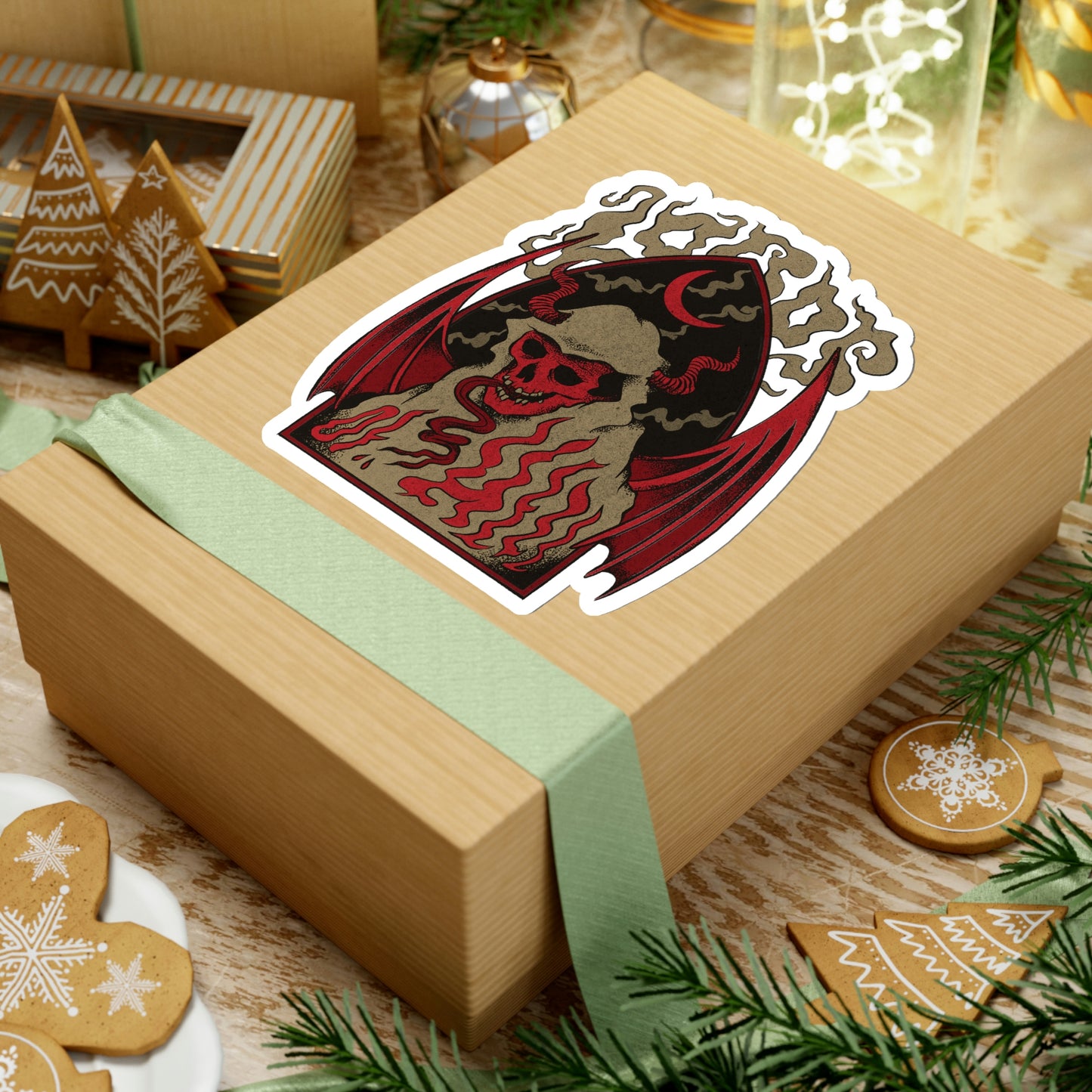 Demon Skull Grunge Sticker