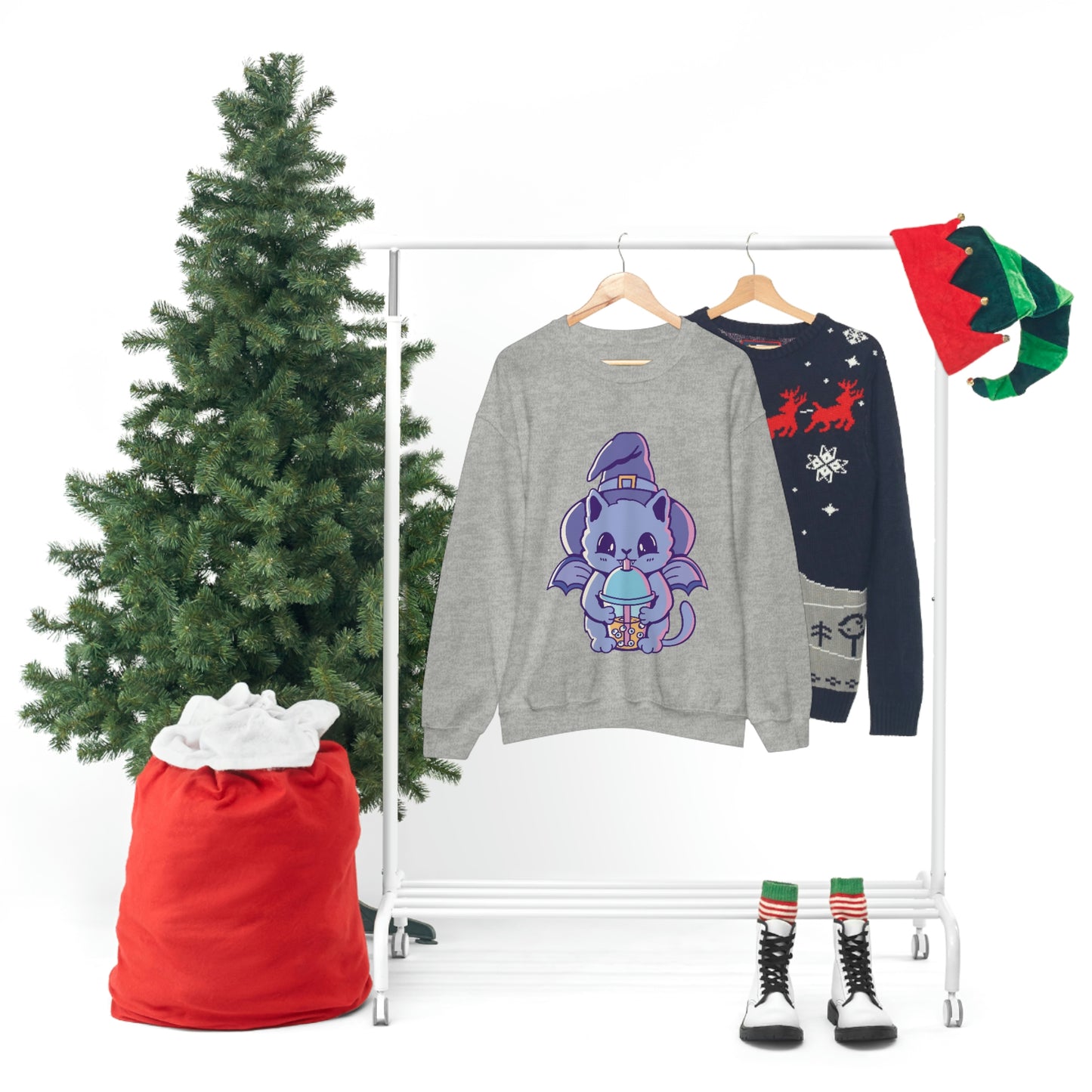 Pastel Goth Cat Witch, Goth Aesthetic Sweatshirt