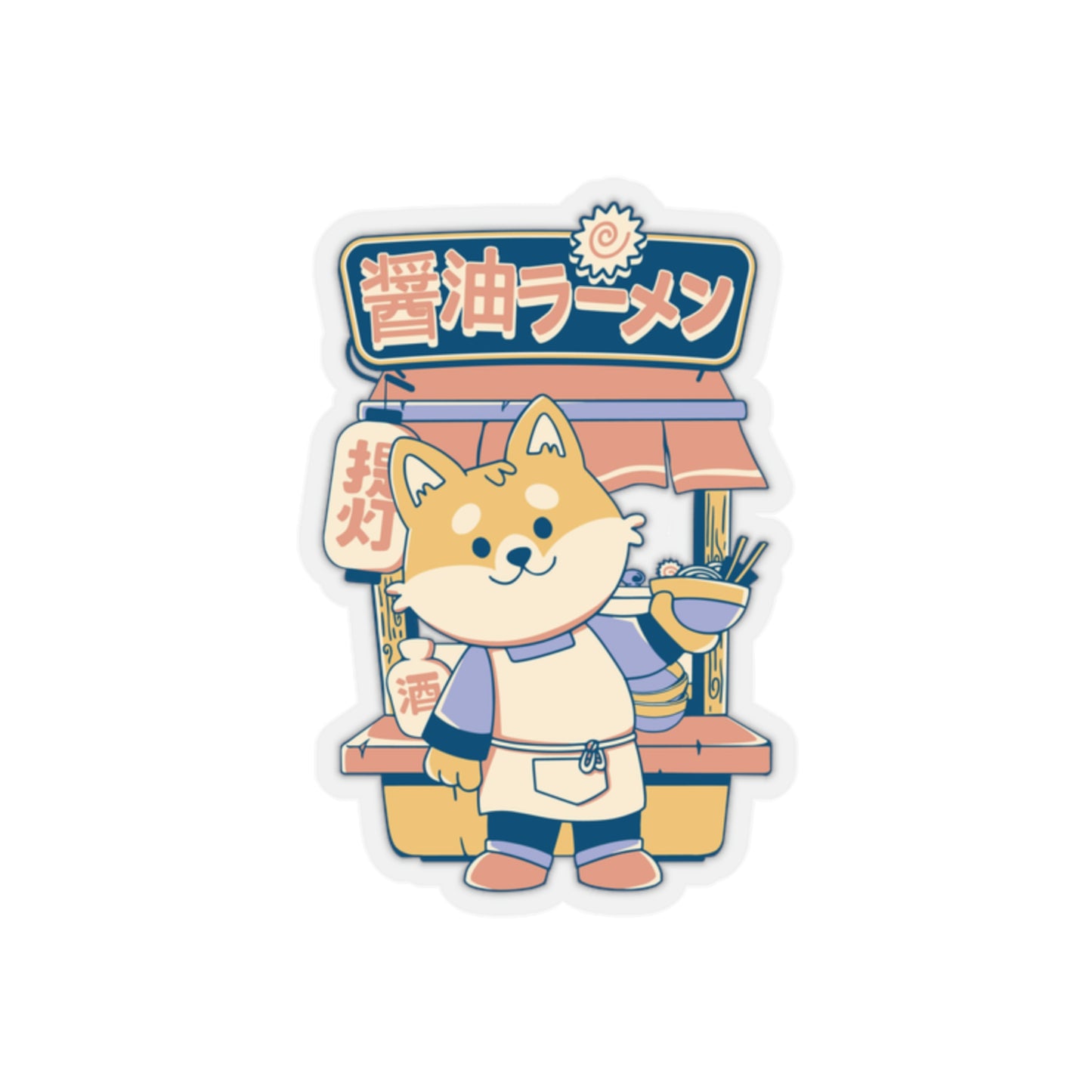 Japanese Aesthetic Ramen Shop, Corgi Sticker