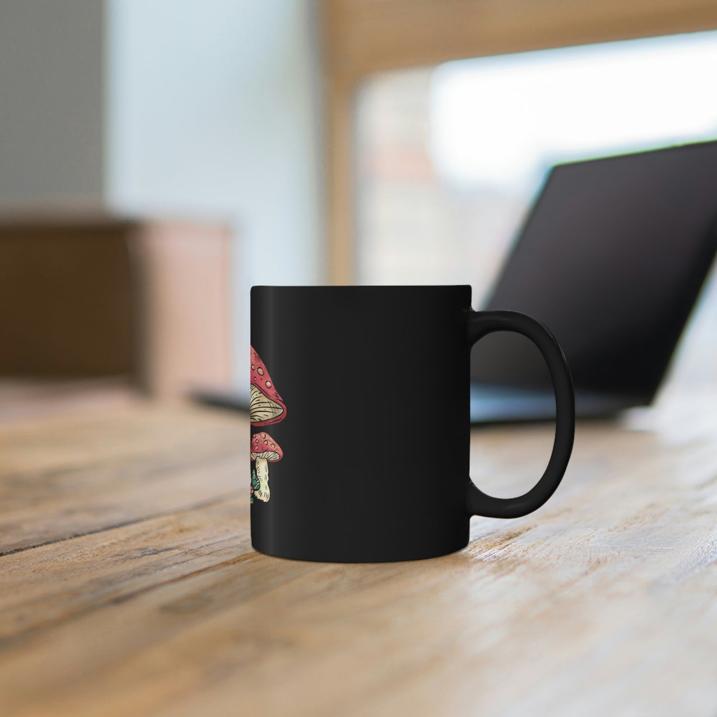 Cottagecore Aesthetic Mushrooms and Frog Cartoon Dark Mug