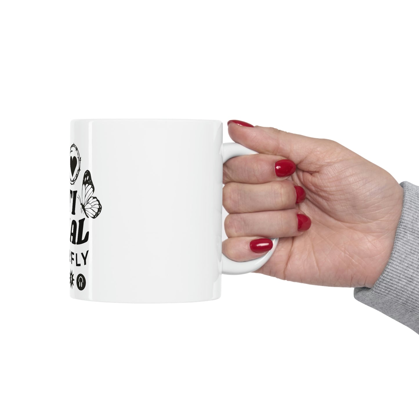 Anti Social Butterfly, Goth Aesthetic White Ceramic Mug