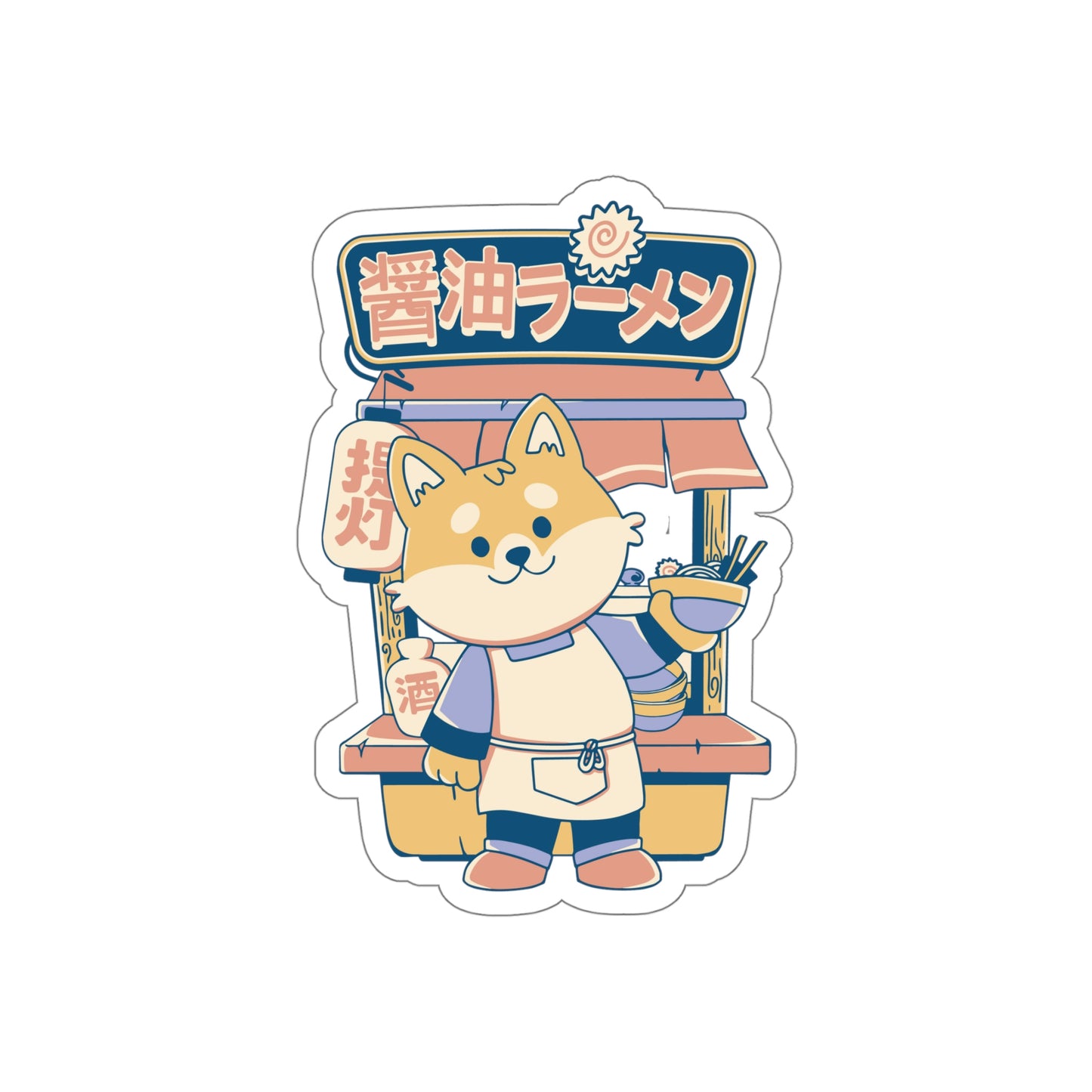 Japanese Aesthetic Ramen Shop, Corgi Sticker