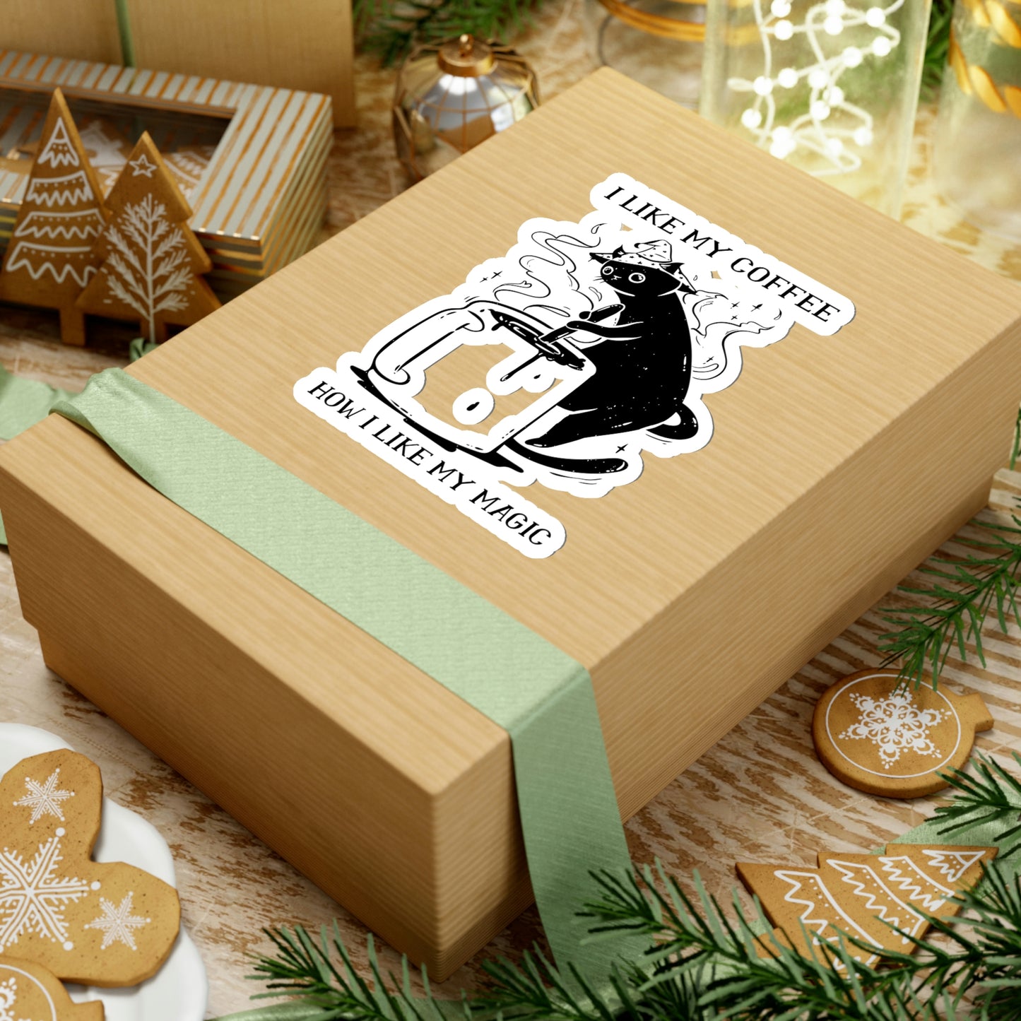 I Like My Coffee How I Like My Magic Cat Goth Aesthetic Sticker