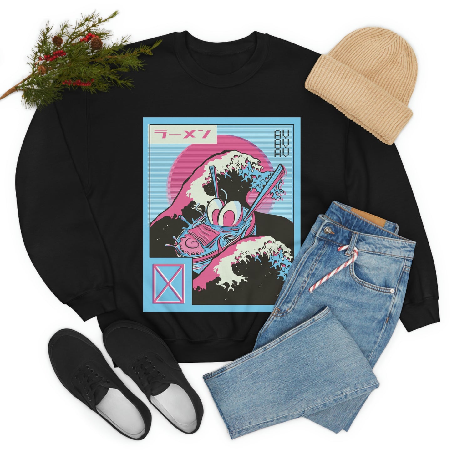 Japanese Aesthetic Ramen Wave Retrowave Sweatshirt