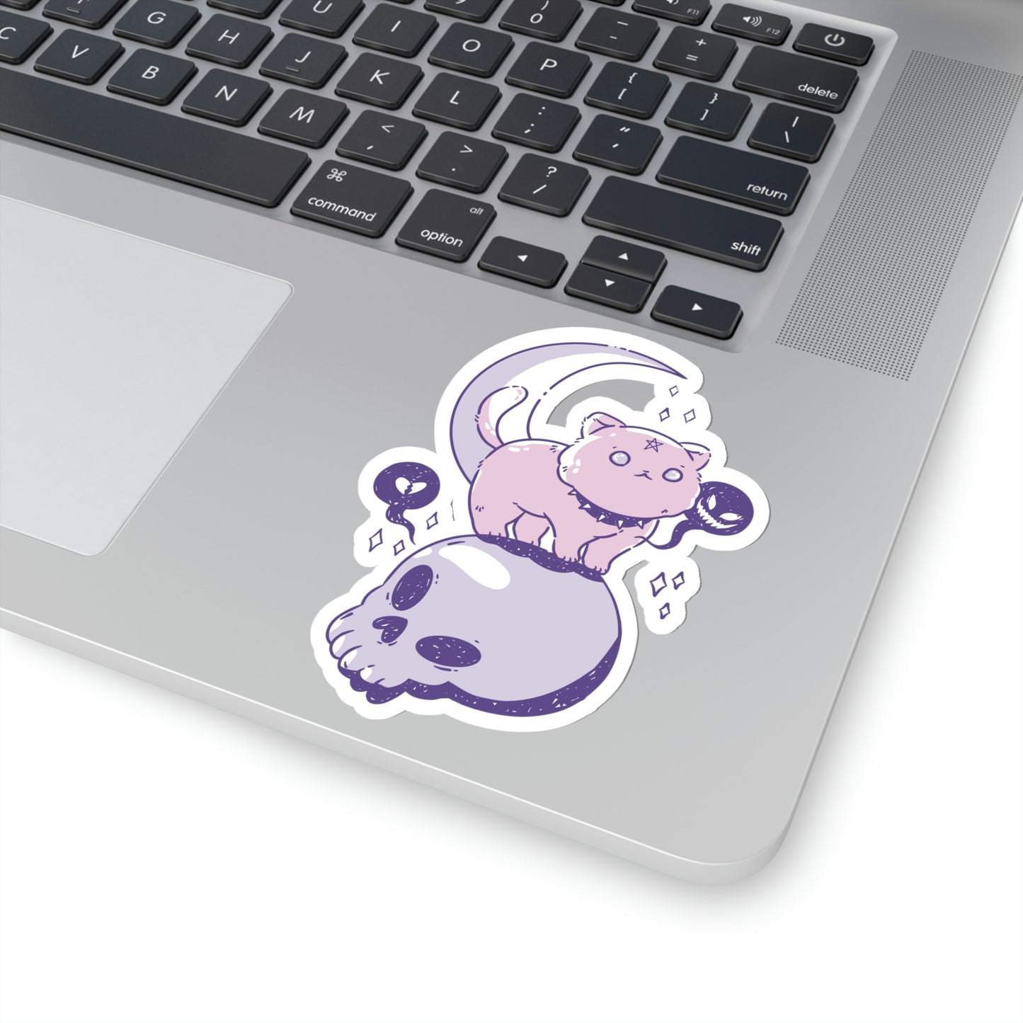 Pastel Goth Cat On Skull Goth Aesthetic Sticker