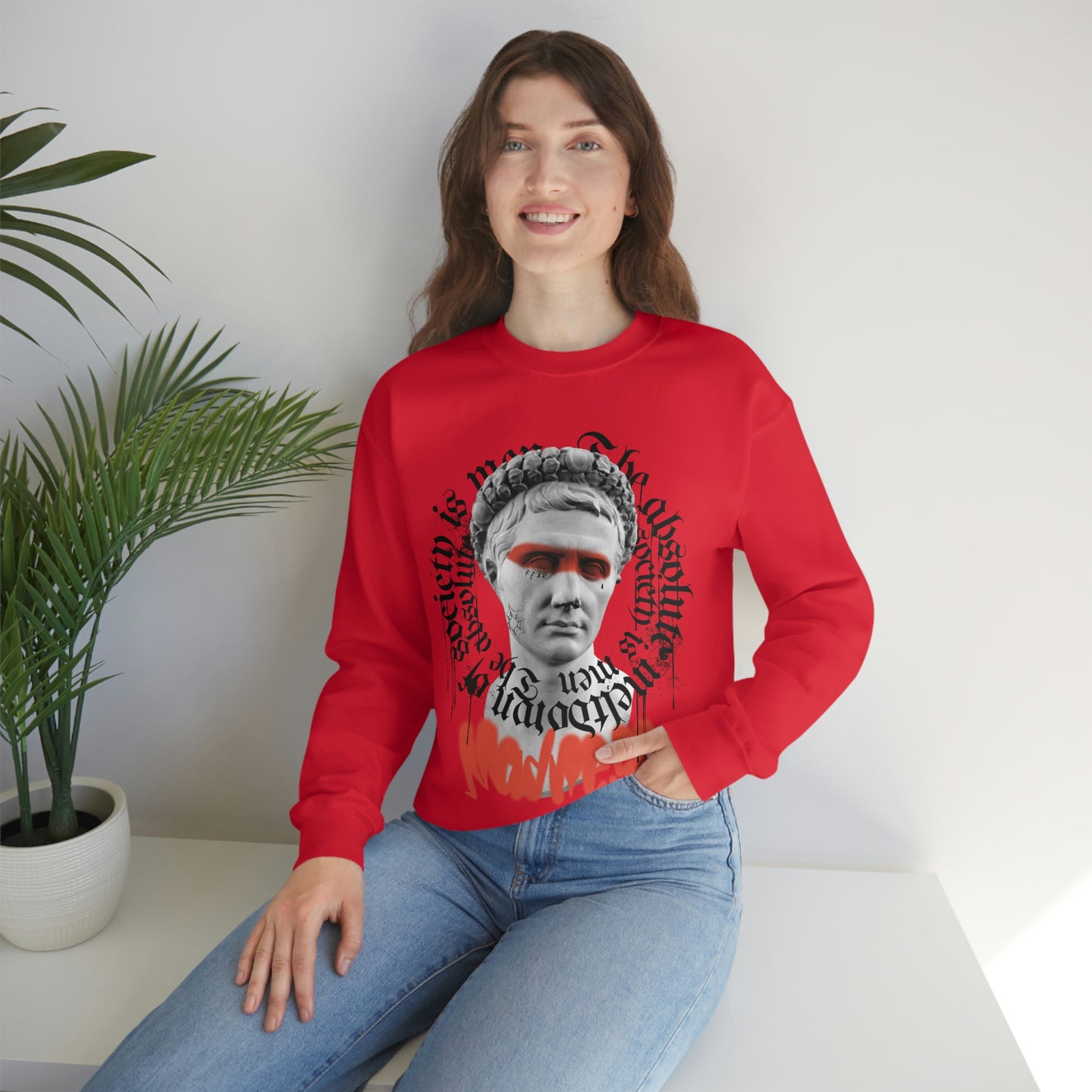 Greek Statue Graffiti Y2k Aesthetic Sweatshirt