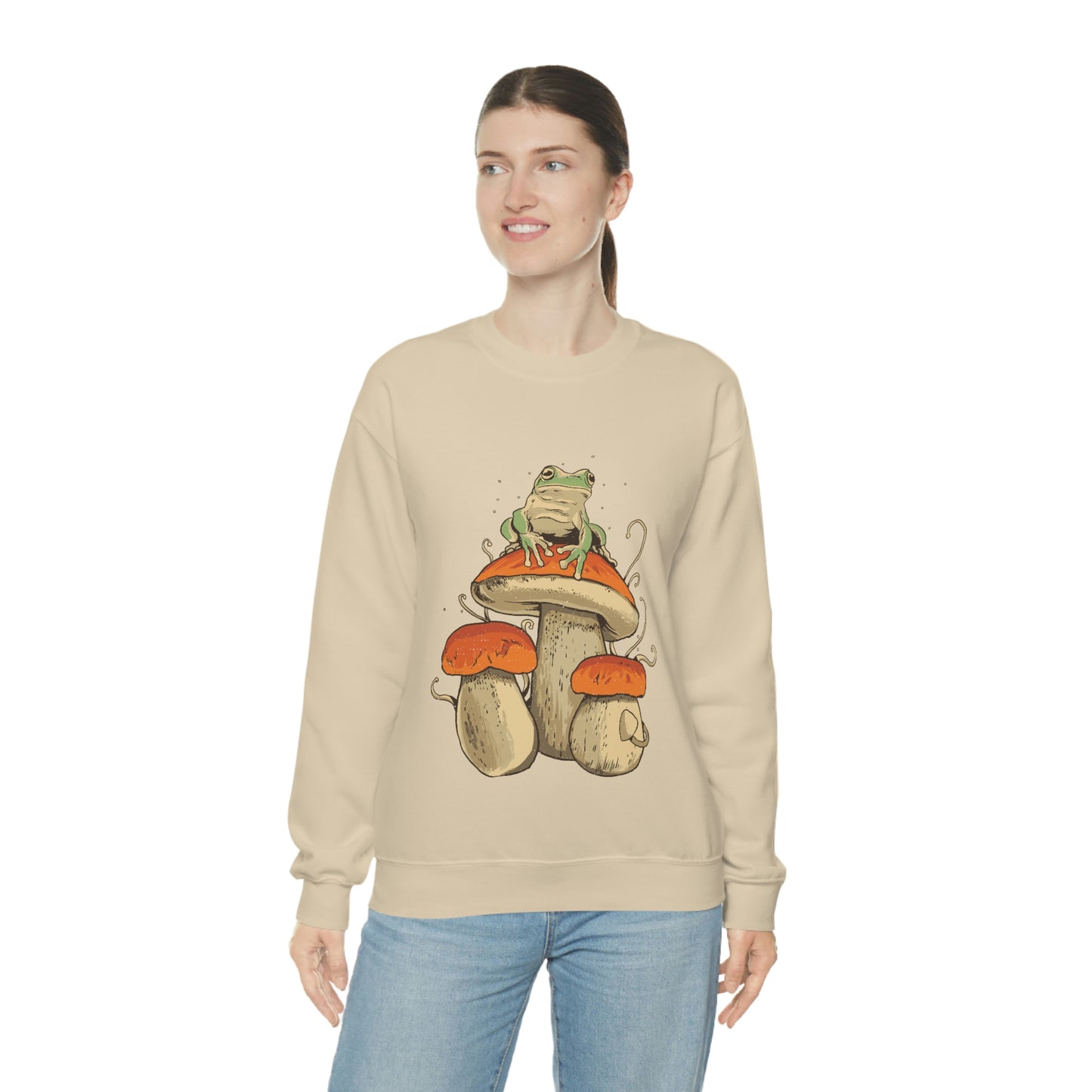 Cottagecore Aesthetic Mushrooms and Frog Sweatshirt