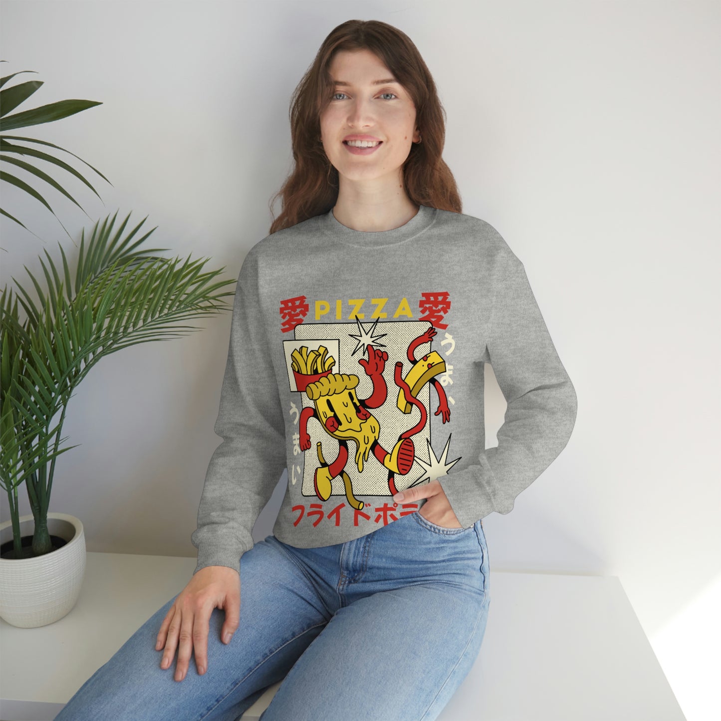 Japanese Aesthetic Pizza Cartoon Sweatshirt