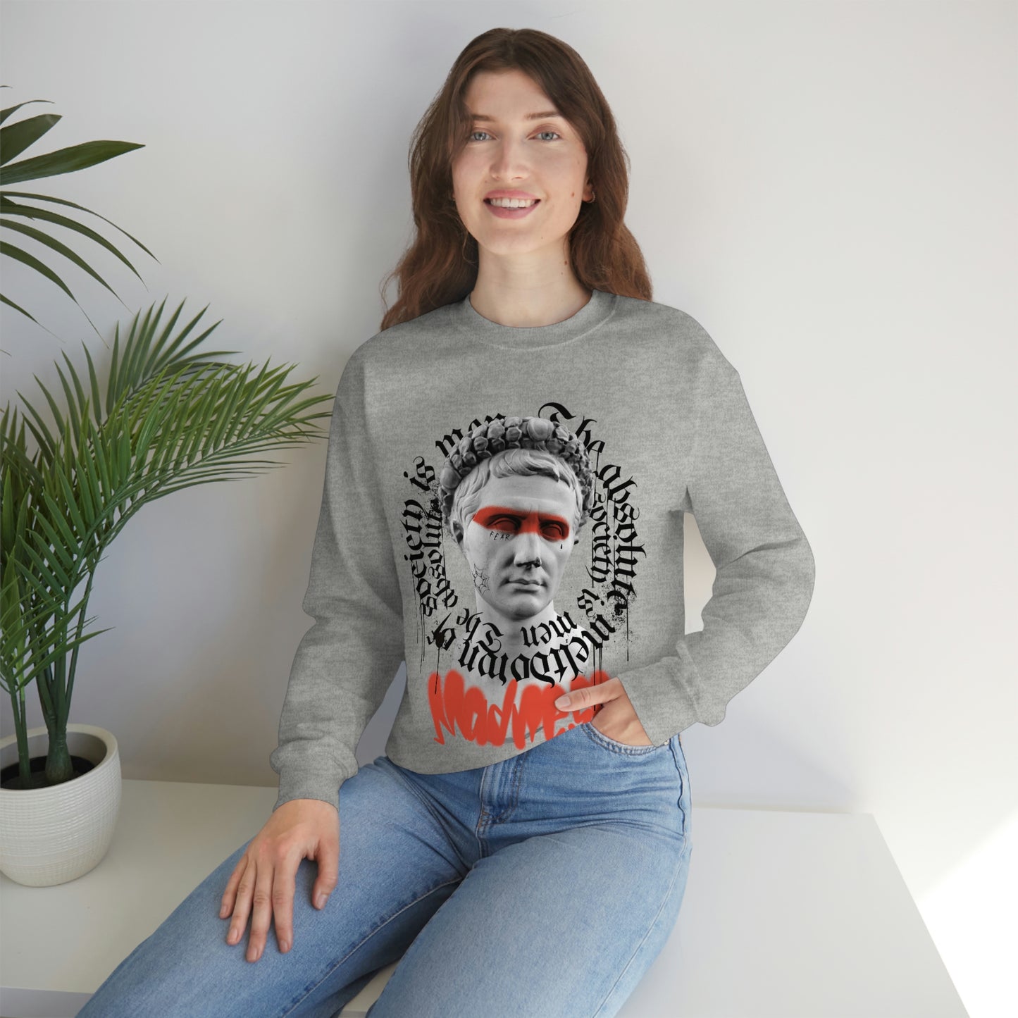 Greek Statue Graffiti Y2k Aesthetic Sweatshirt
