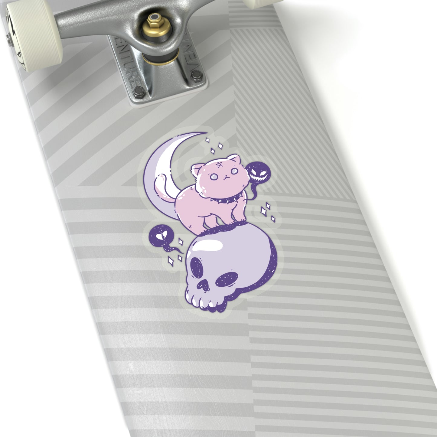 Pastel Goth Cat On Skull Goth Aesthetic Sticker