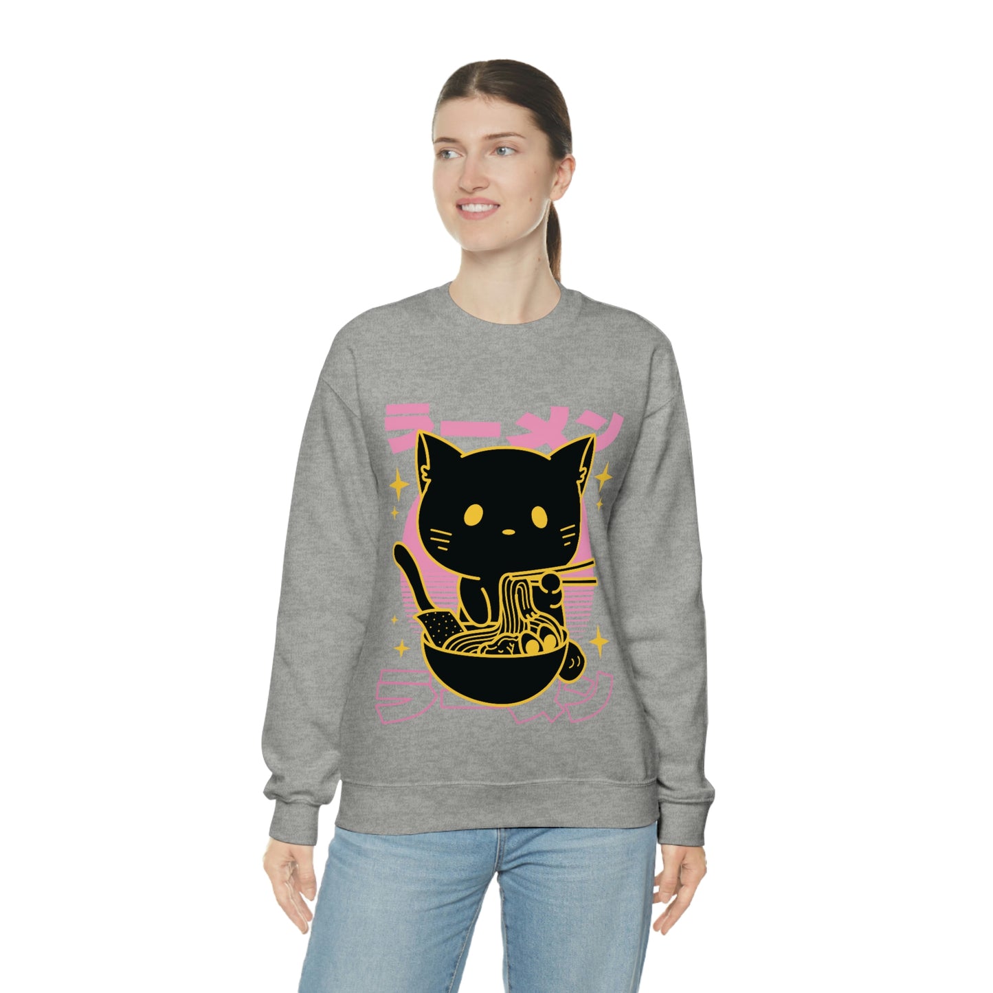 Kawaii Sweatshirt, Kawaii Clothing, Kawaii Clothes, Yami Kawaii Aesthetic, Pastel Kawaii Sweatshirt Cat Ramen Sweater Sweatshirt