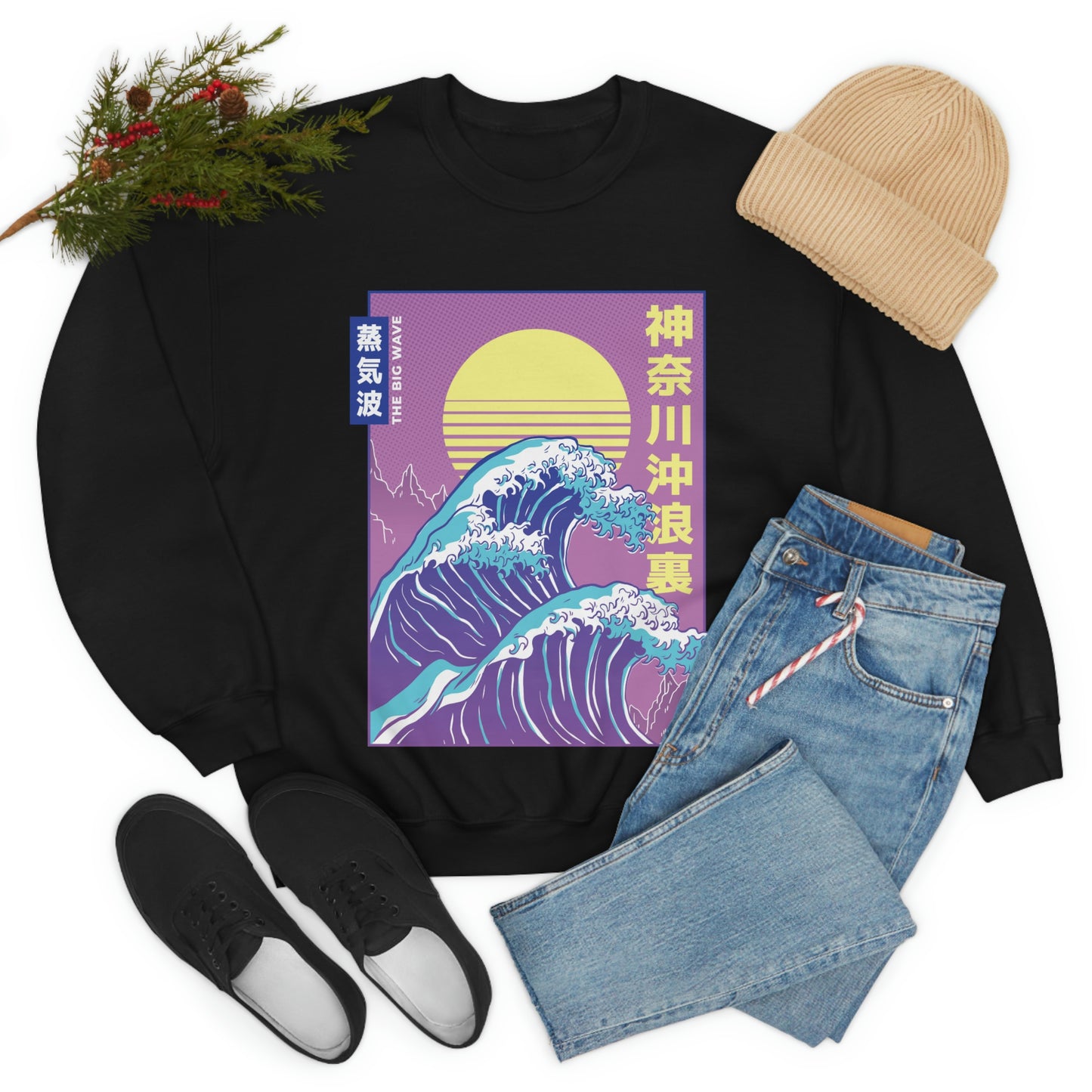 Japanese Aesthetic Vaporwave The Great Wave off Kanagawa Sweatshirt