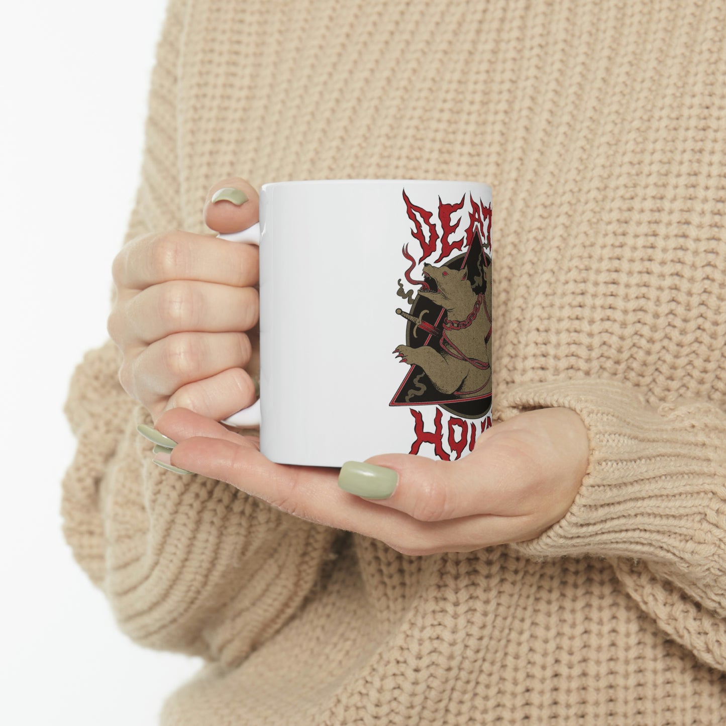 Death Hound Goth Aesthetic White Ceramic Mug