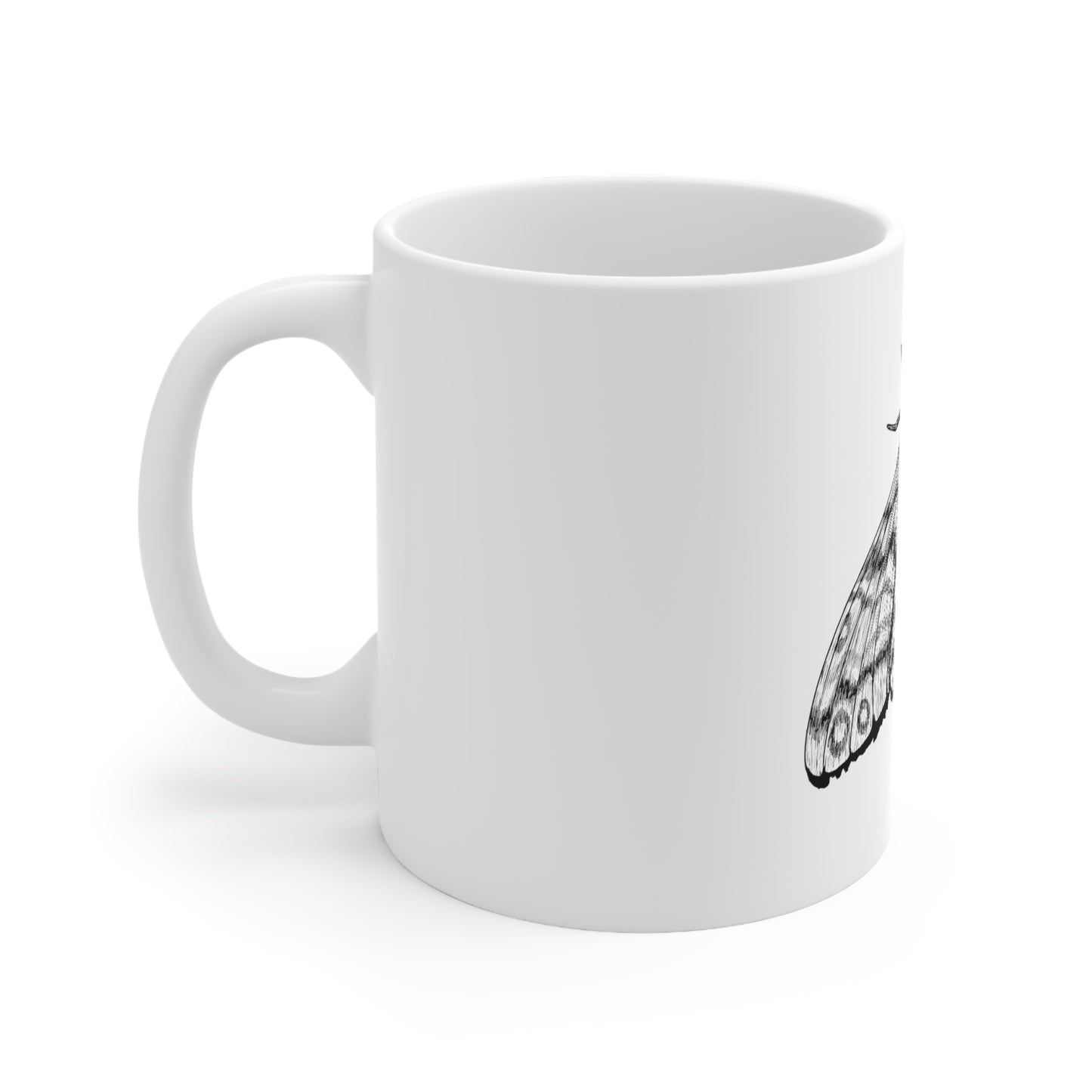 Ink Moth Skull White Ceramic Mug