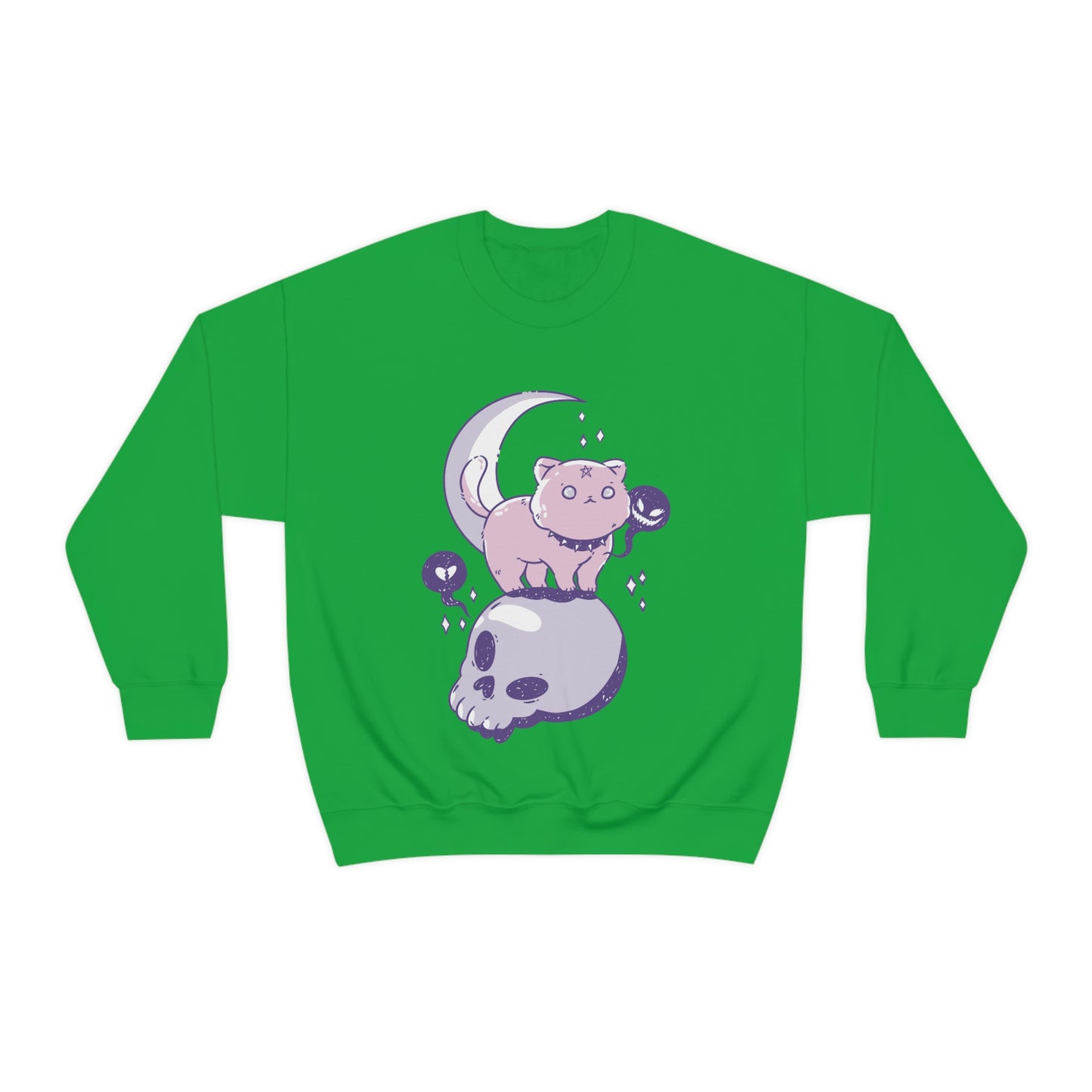 Pastel Goth Cat On Skull Goth Aesthetic Sweatshirt