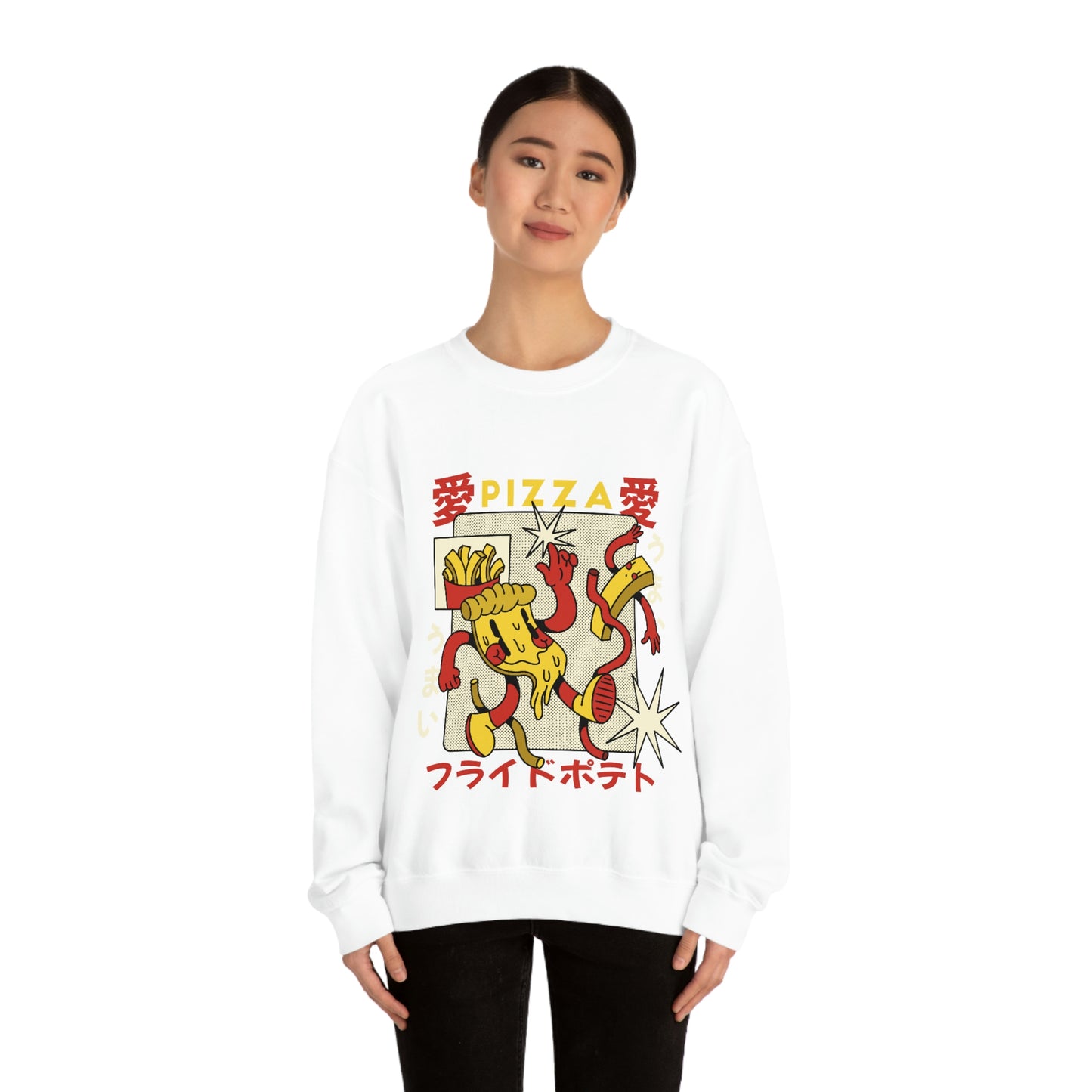 Japanese Aesthetic Pizza Cartoon Sweatshirt