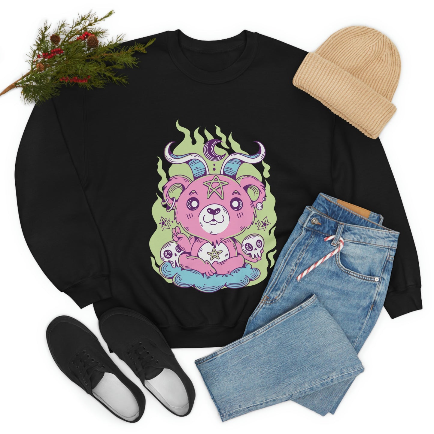 Gothic Bear Cute Occult Goth Aesthetic Sweatshirt