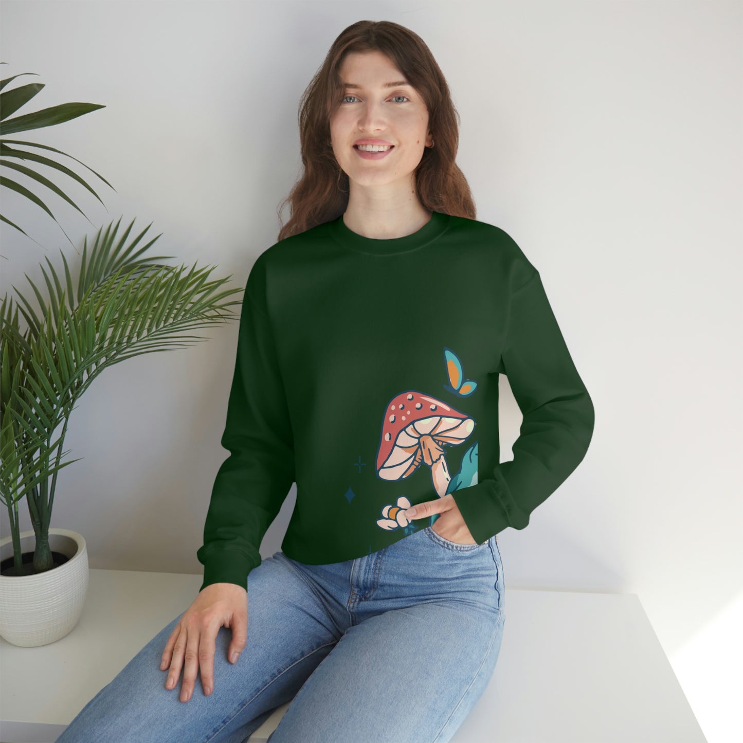 Cottagecore Aesthetic Mushrooms and Frog Sweatshirt