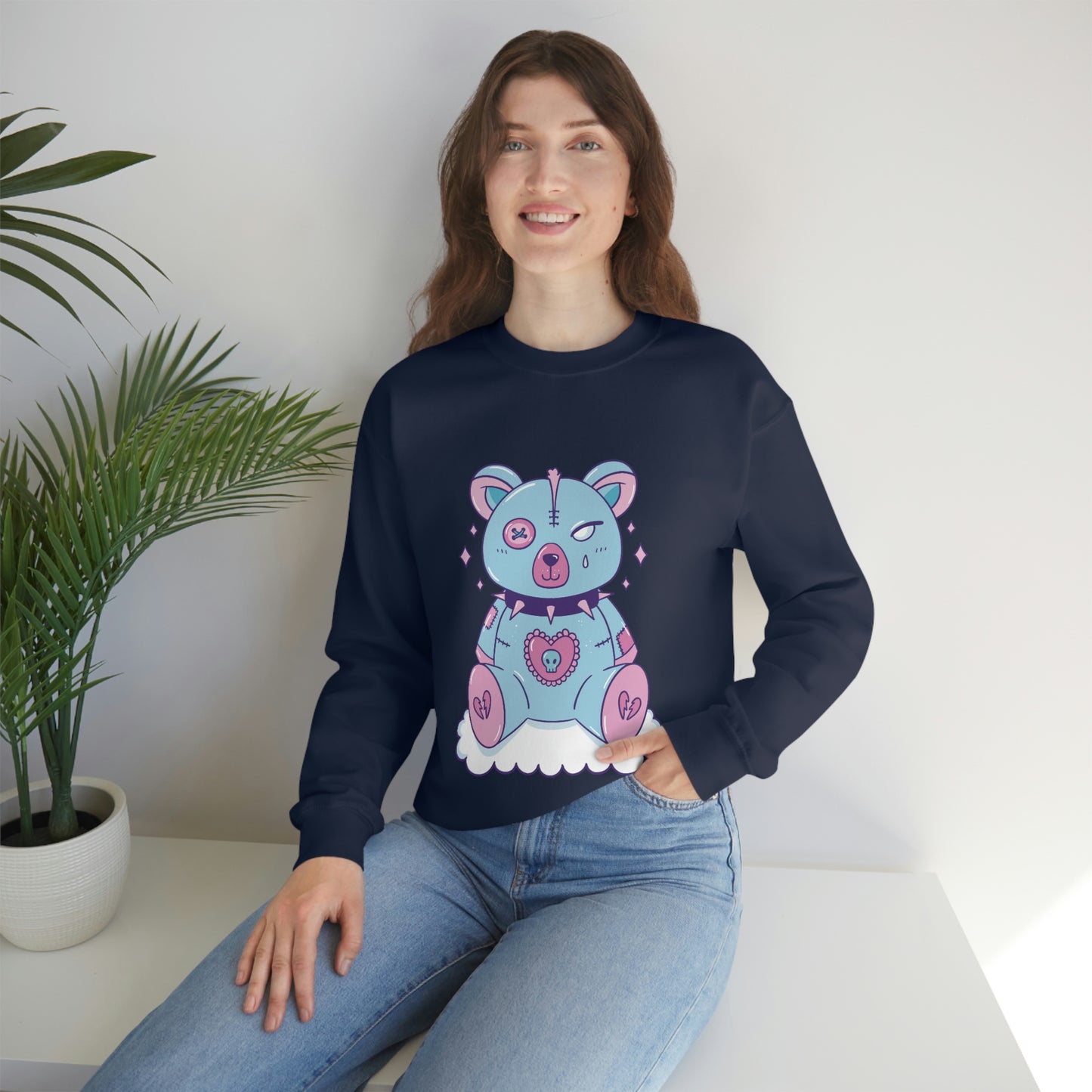Pastel Goth Bear, Goth Aesthetic Sweatshirt