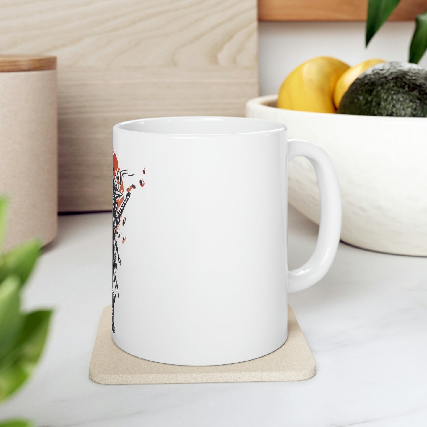 Japanese Aesthetic Samurai Graphic White Mug